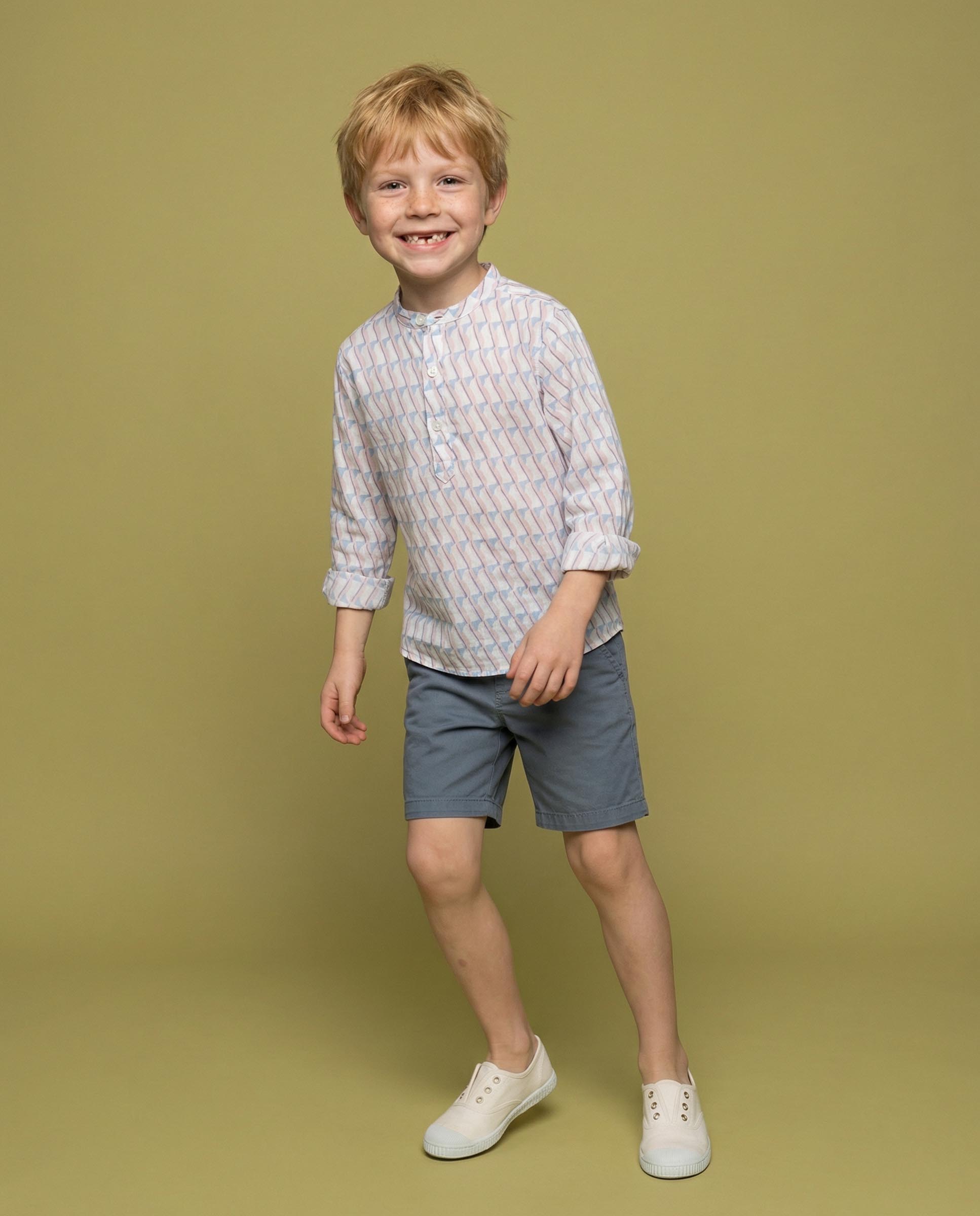 Camisa Infantil com Estampado Geométrico Gocco Rosa-5