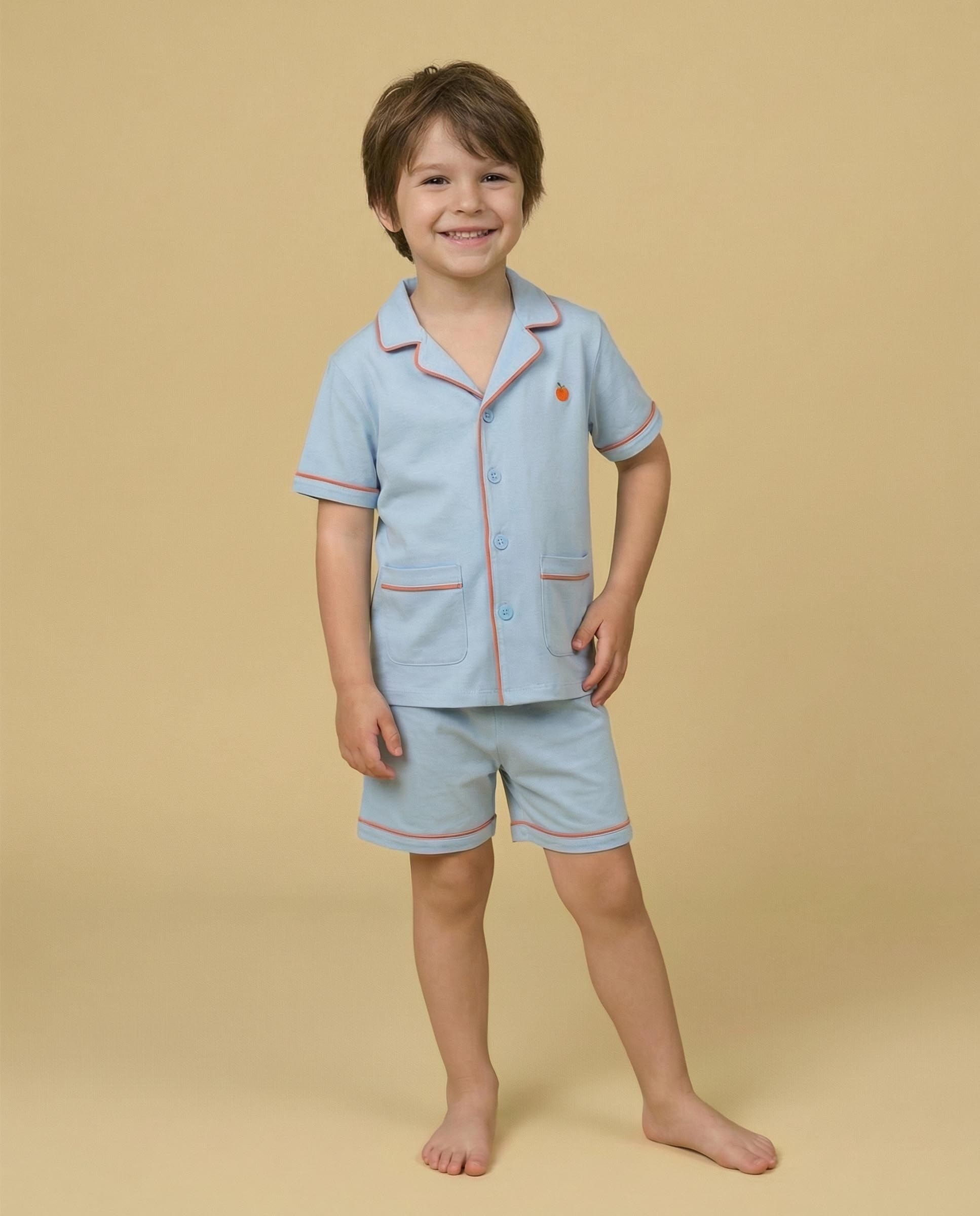 Pijama Infantil de Malha Tipo Camiseiro Gocco Azul-claro-5