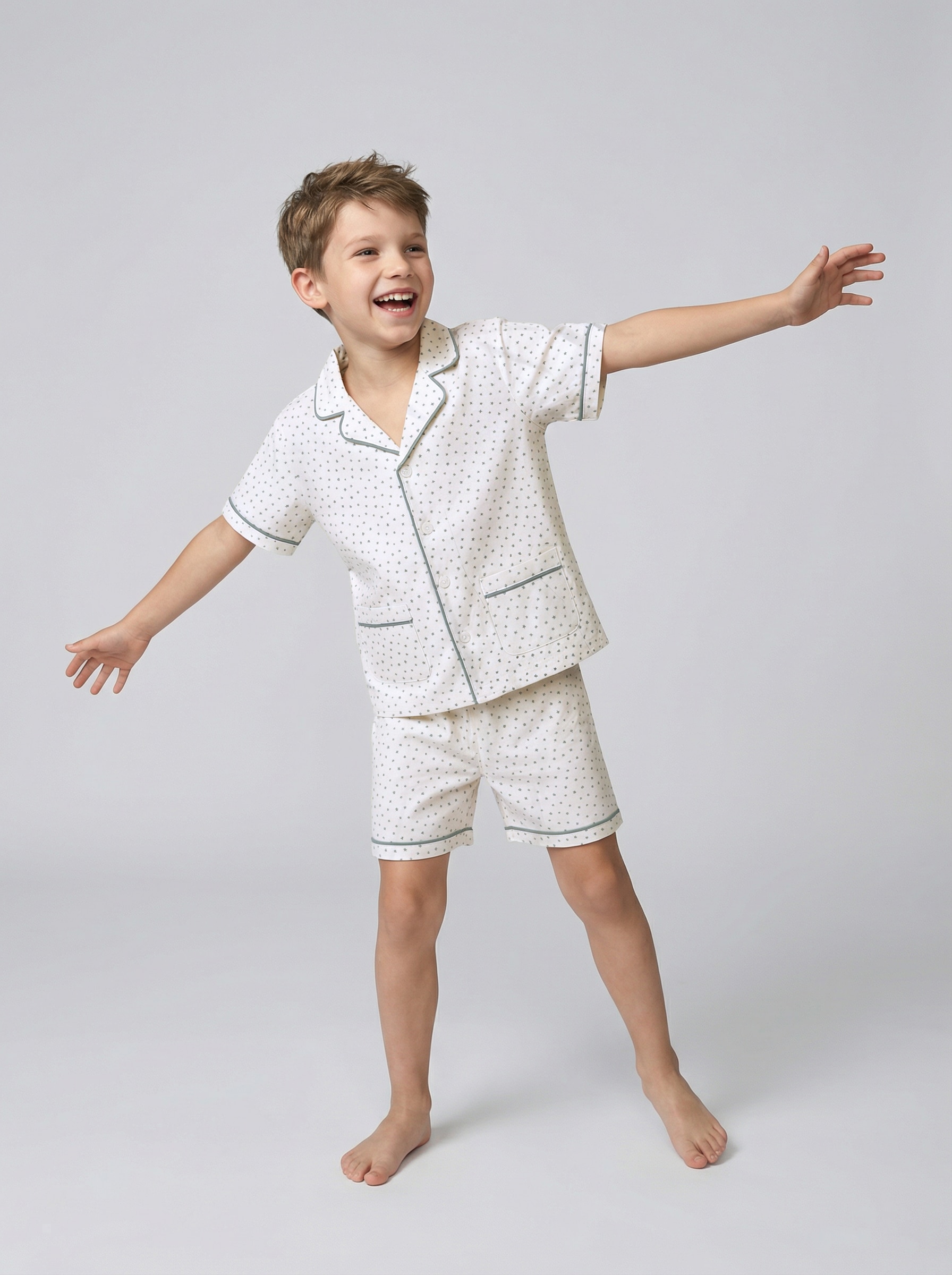Pijama Infantil de Malha com Estrelas Gocco Branco-marfim-6