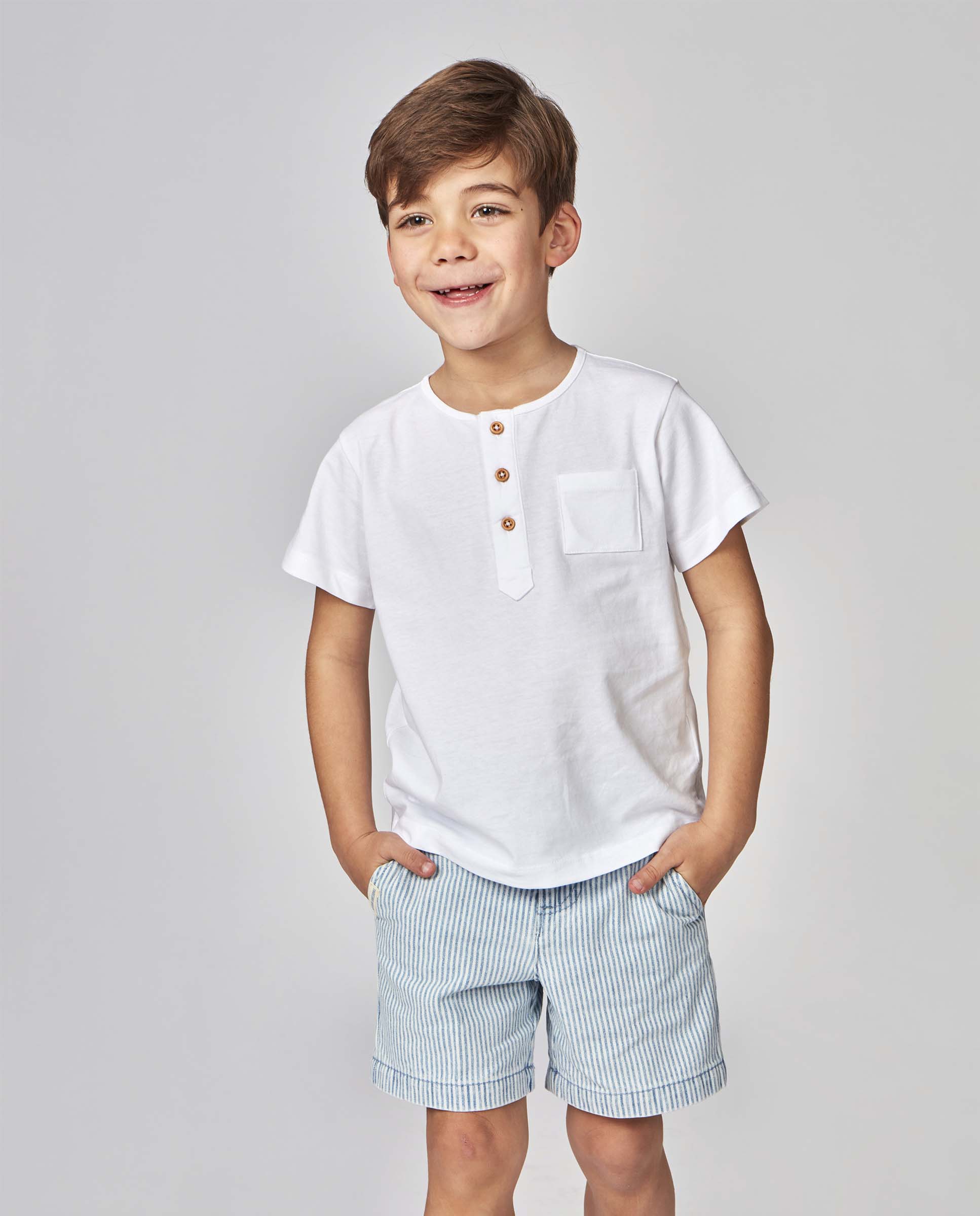 Imagem 0 de Calças Infantil de Micro Riscas Denim