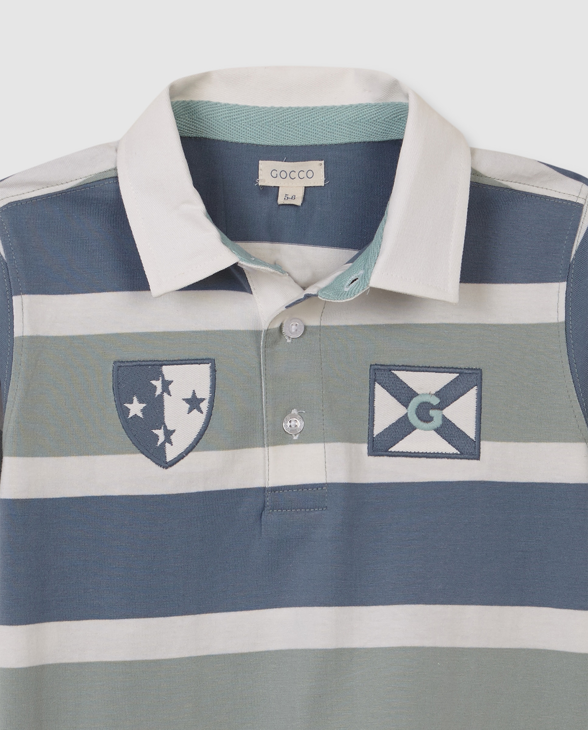 Polo Infantil Às Riscas Gocco Azul / Verde-3