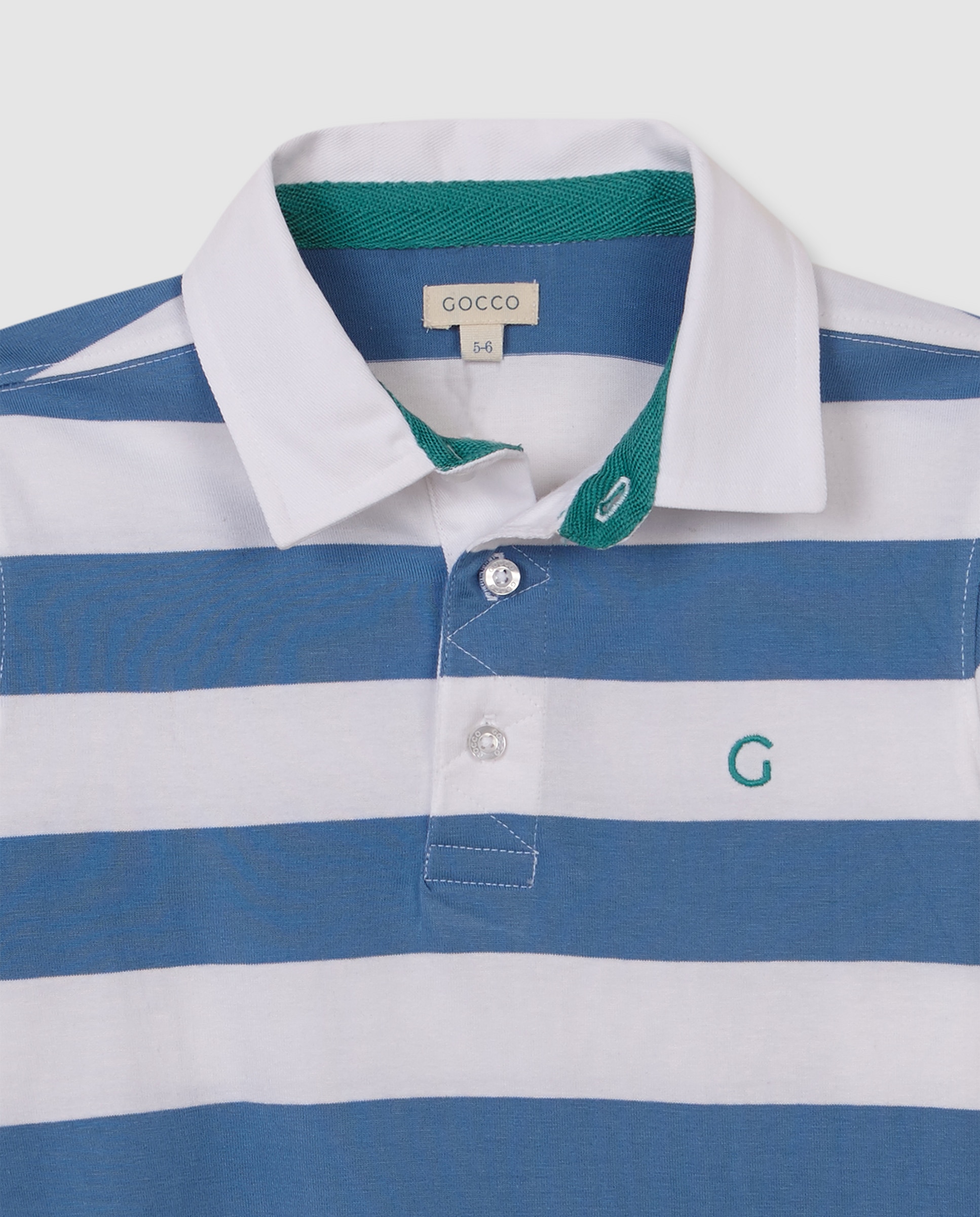 Polo Infantil Às Riscas Azul-claro-3