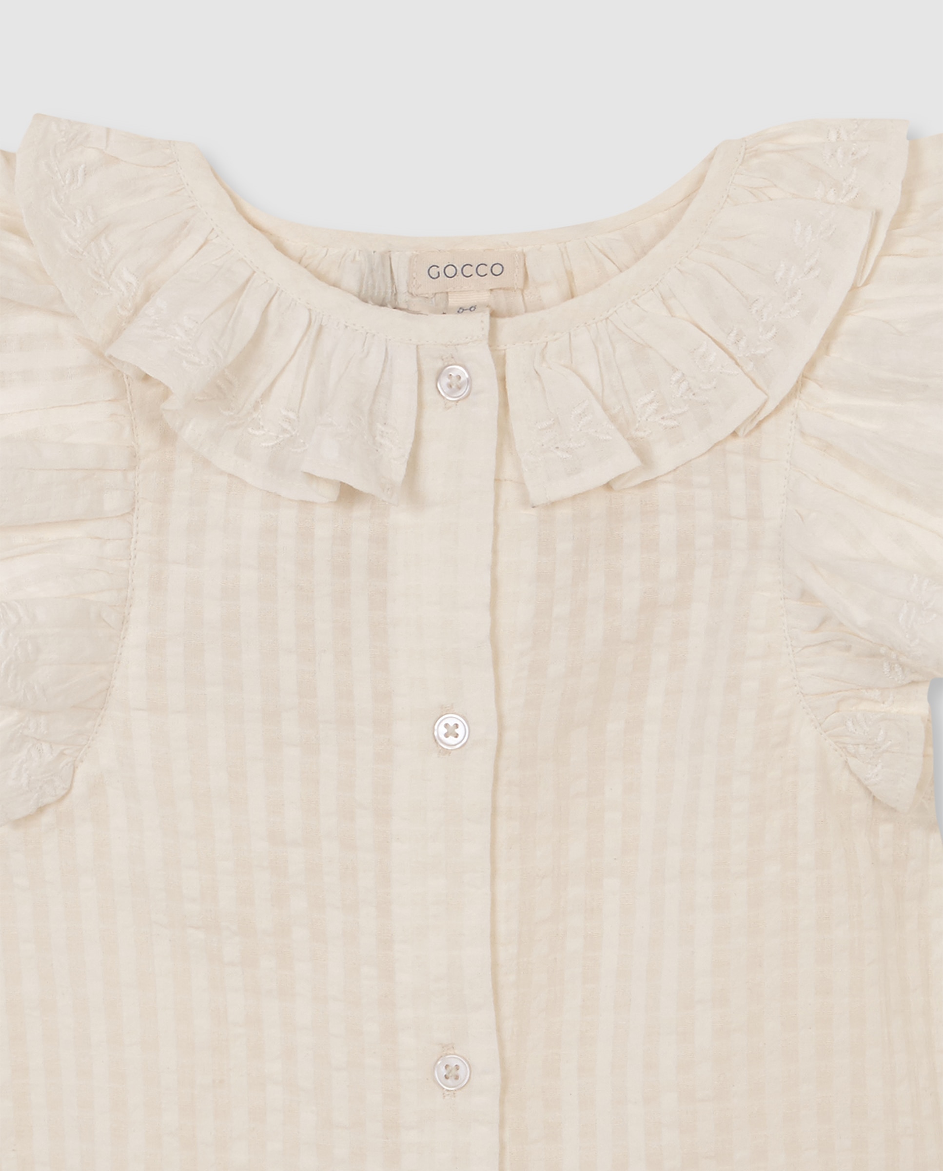 Camisa Infantil com Gola e Manga Curta com Caída Gocco Branco-marfim-3
