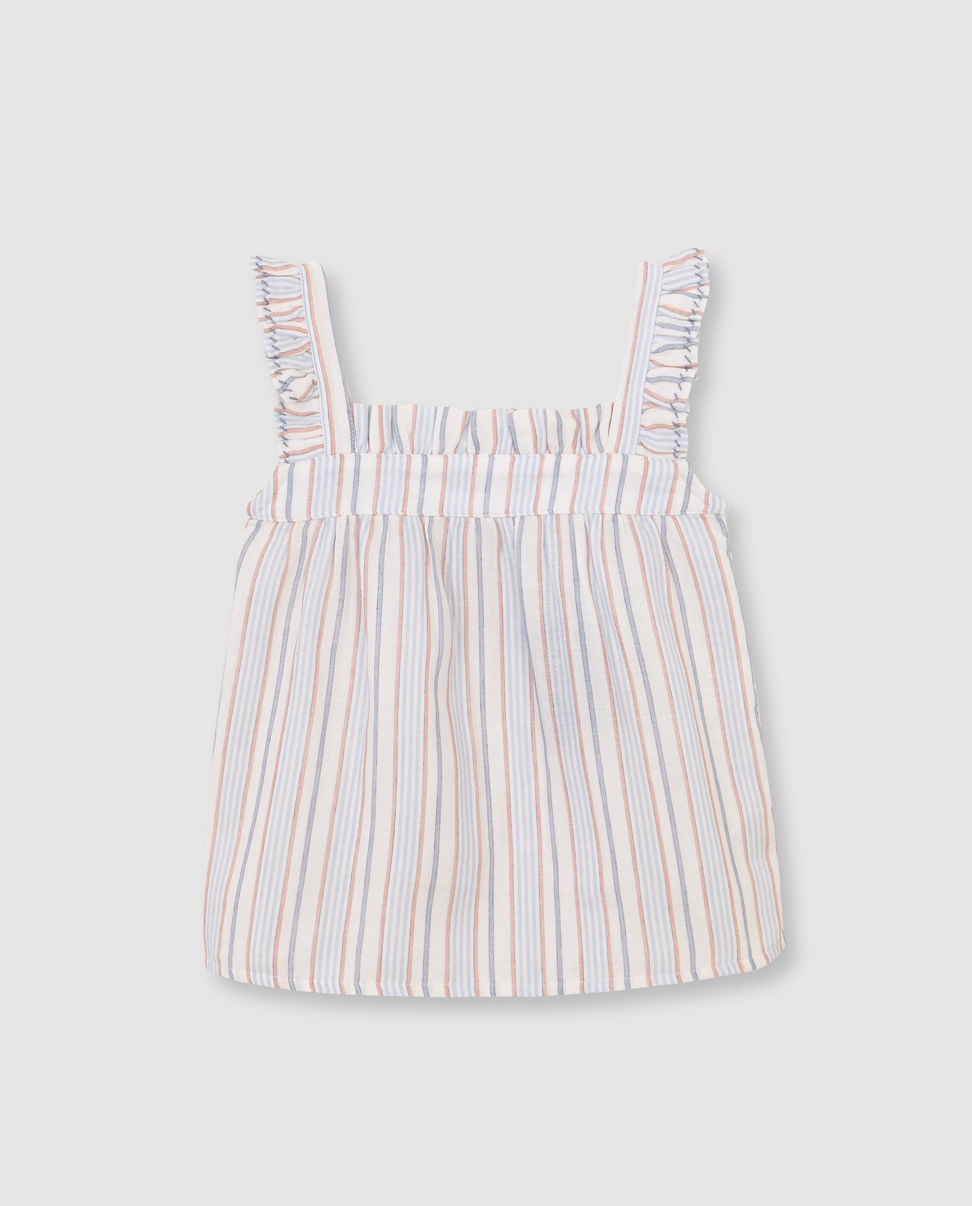 Pijama Infantil Estampado Às Riscas Branco-2