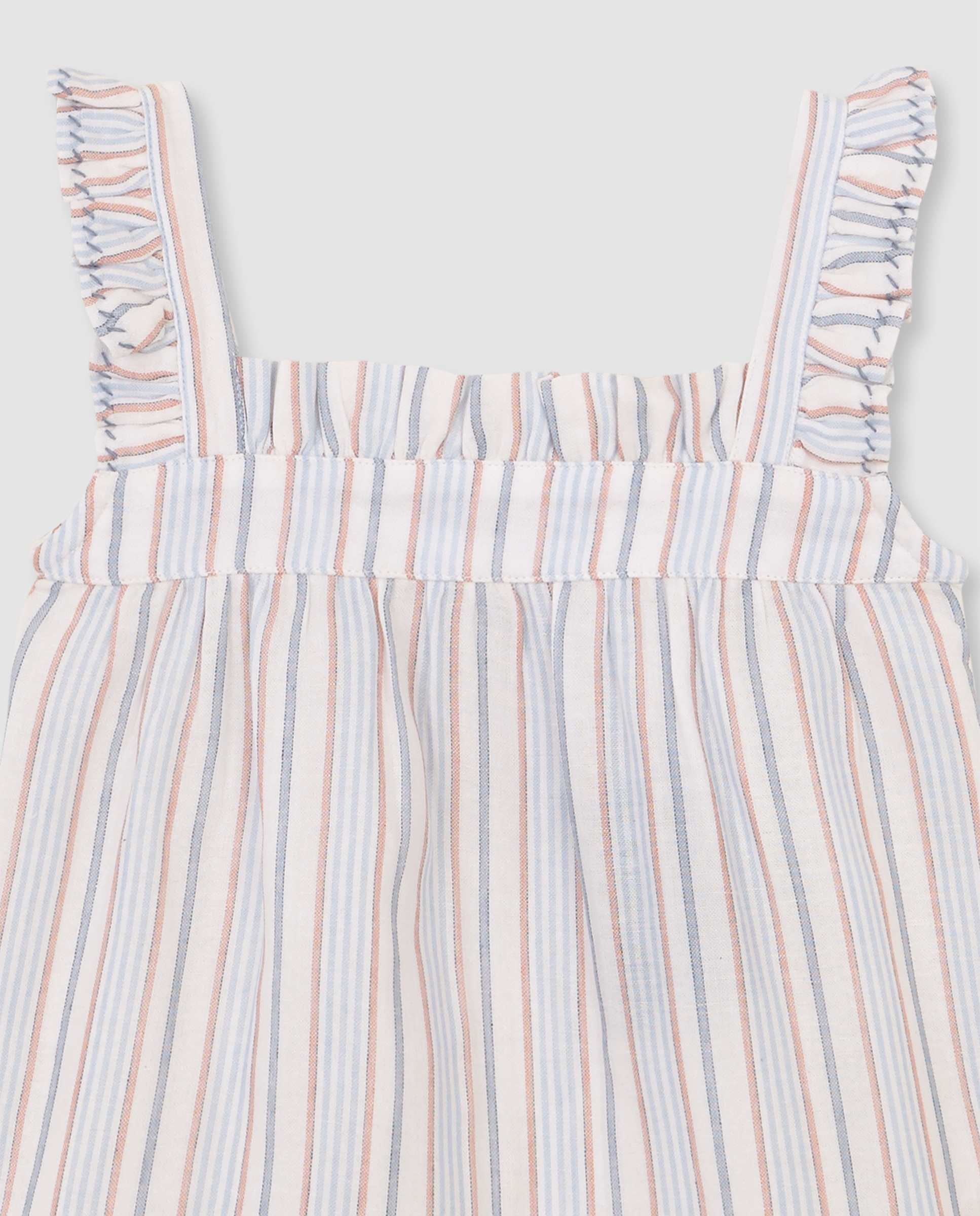 Pijama Infantil Estampado Às Riscas Branco-4