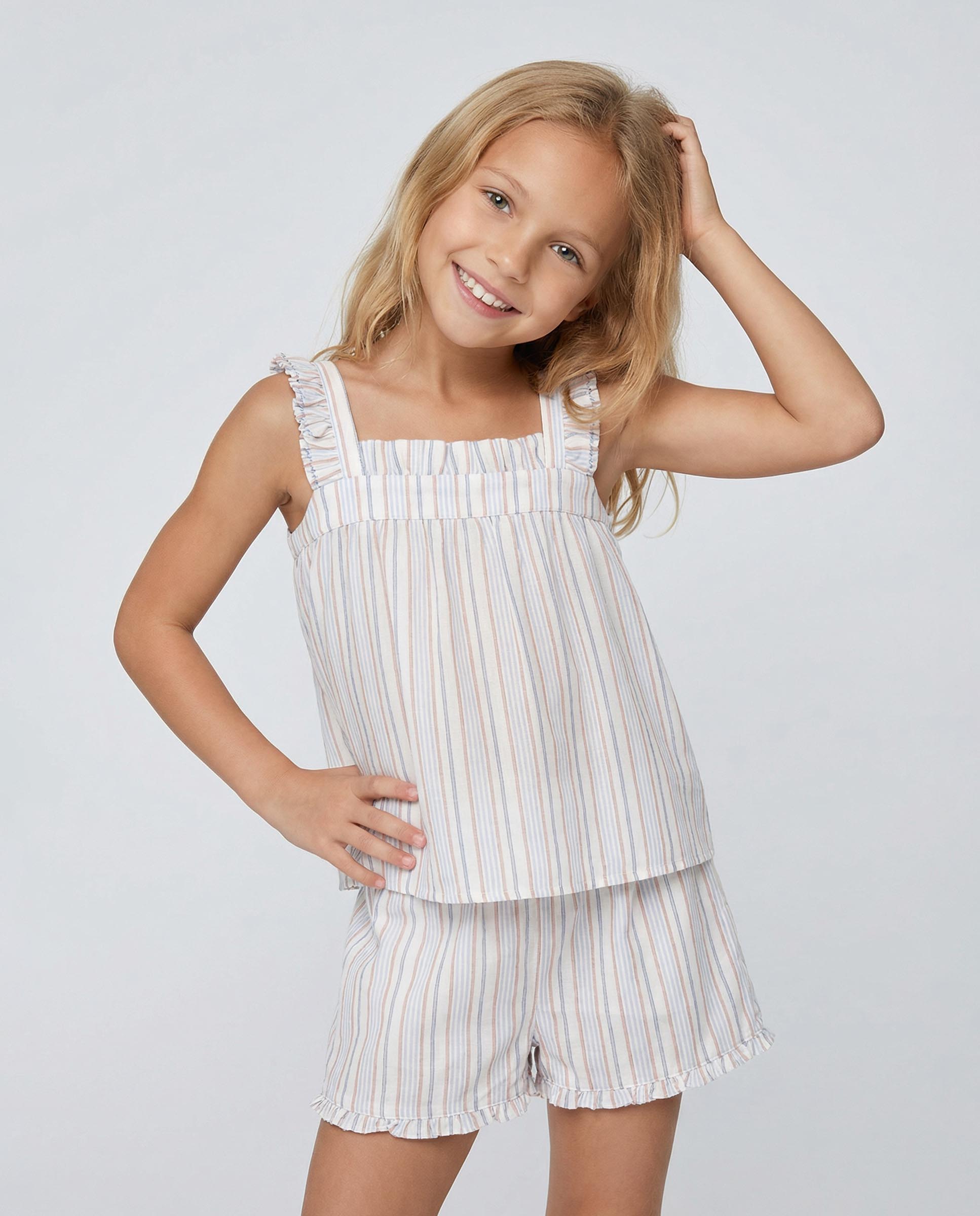 Pijama Infantil Estampado Às Riscas Gocco Branco-5