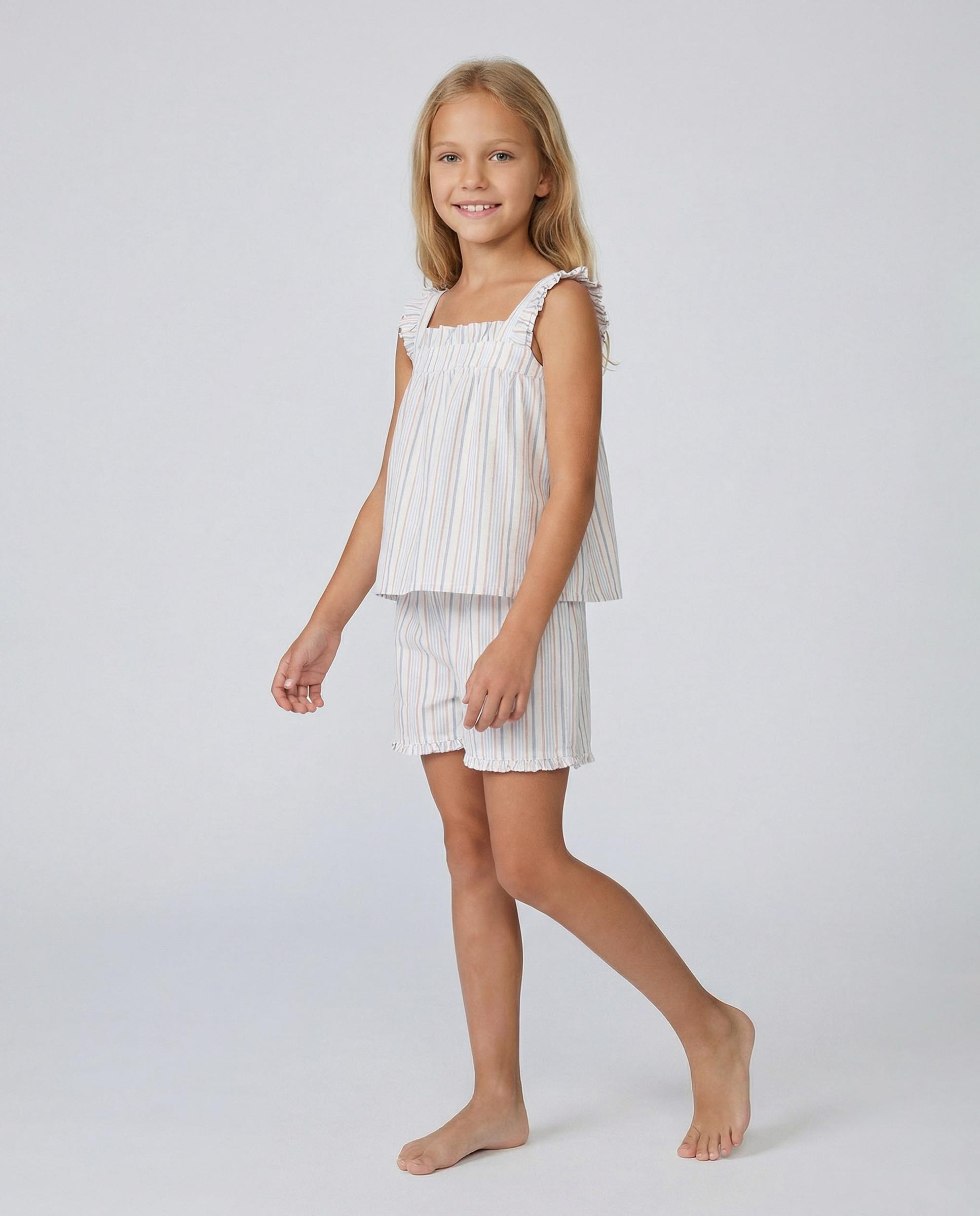 Pijama Infantil Estampado Às Riscas Gocco Branco-6