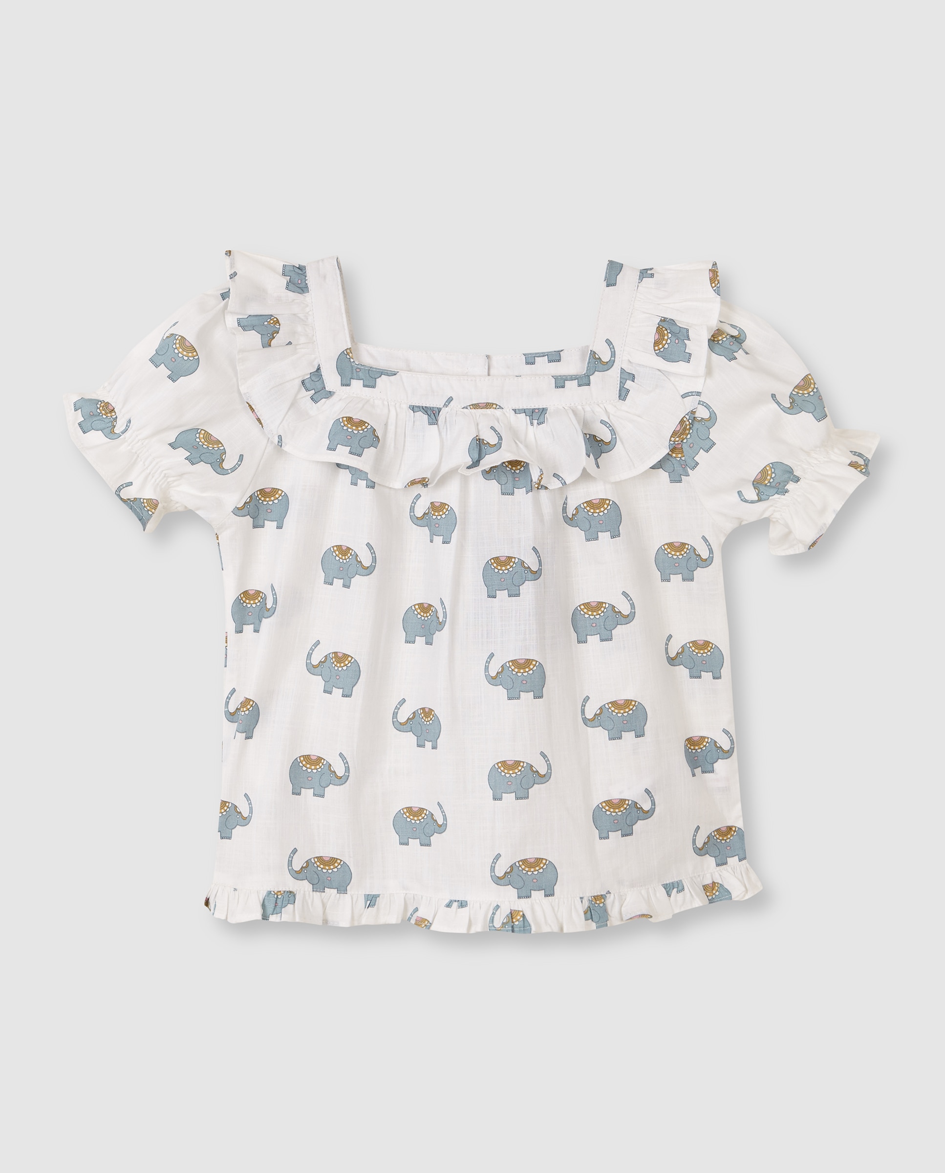Pijama Infantil com Estampado Elefantes Gocco Branco-marfim-4