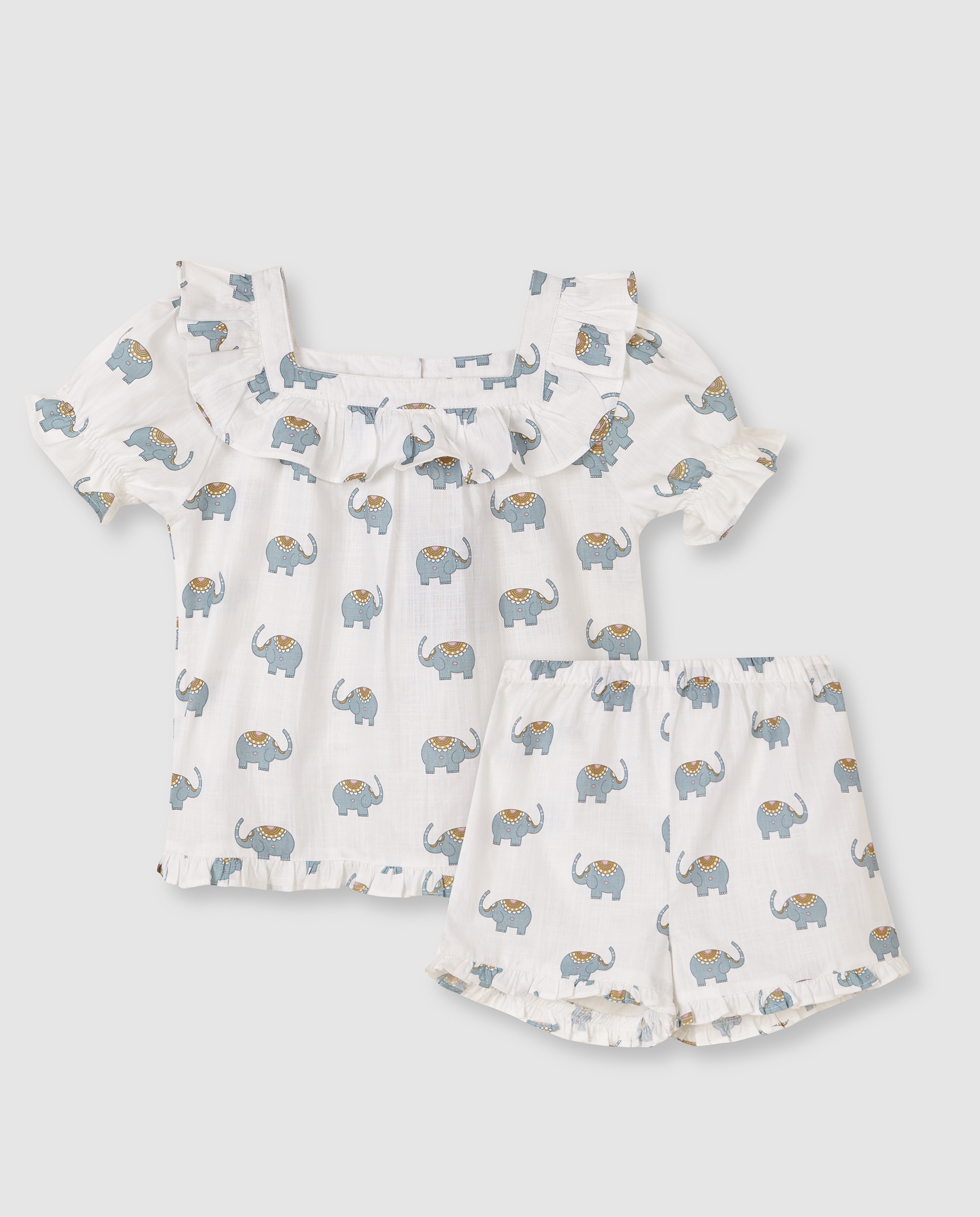 Pijama Infantil com Estampado Elefantes Gocco Branco-marfim-3