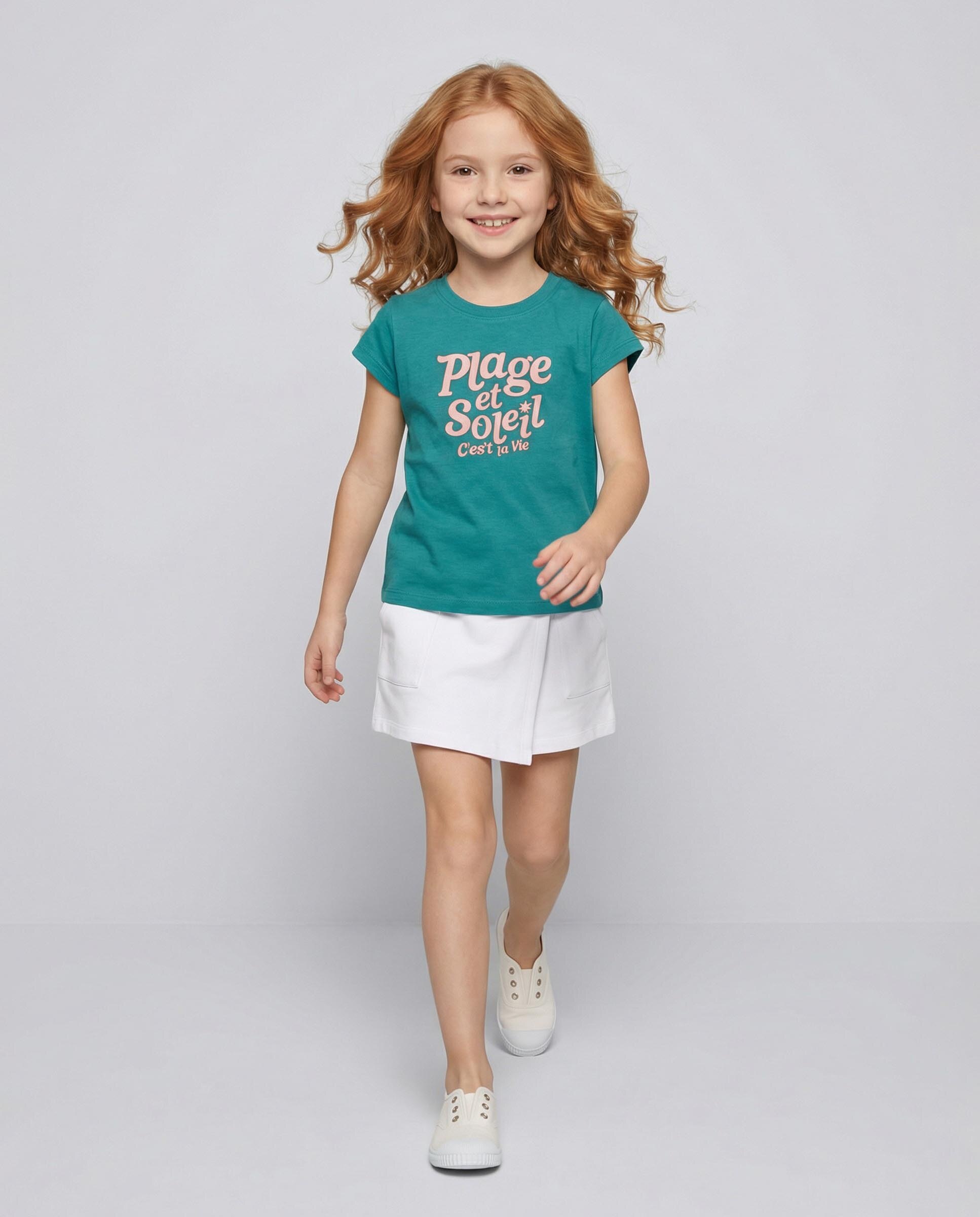 T-shirt Infantil com Estampado Verde-azulado-5