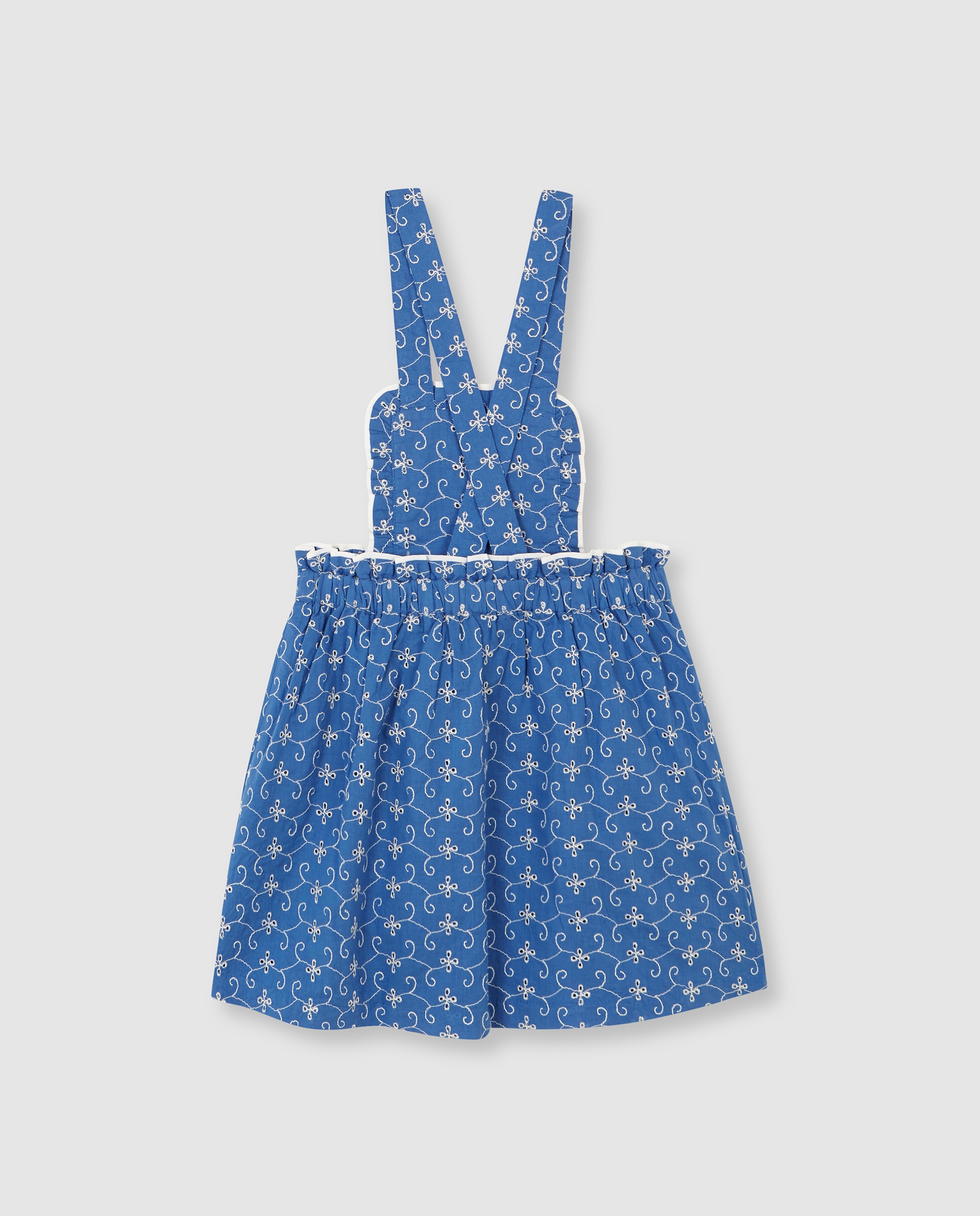 Vestido Infantil com Alças Abotoadas e Folho na Cintura Gocco Azul-2