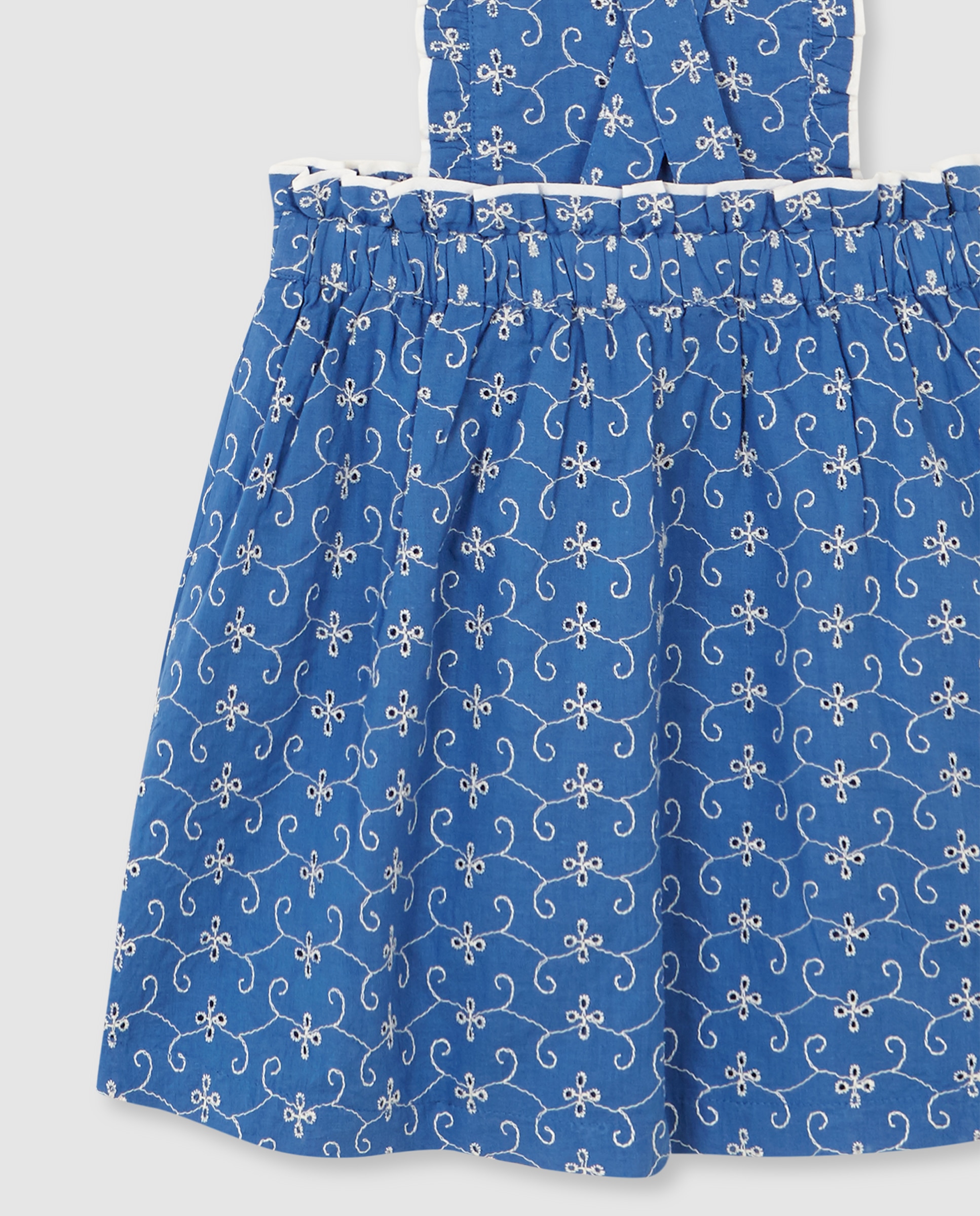 Vestido Infantil com Alças Abotoadas e Folho na Cintura Gocco Azul-4