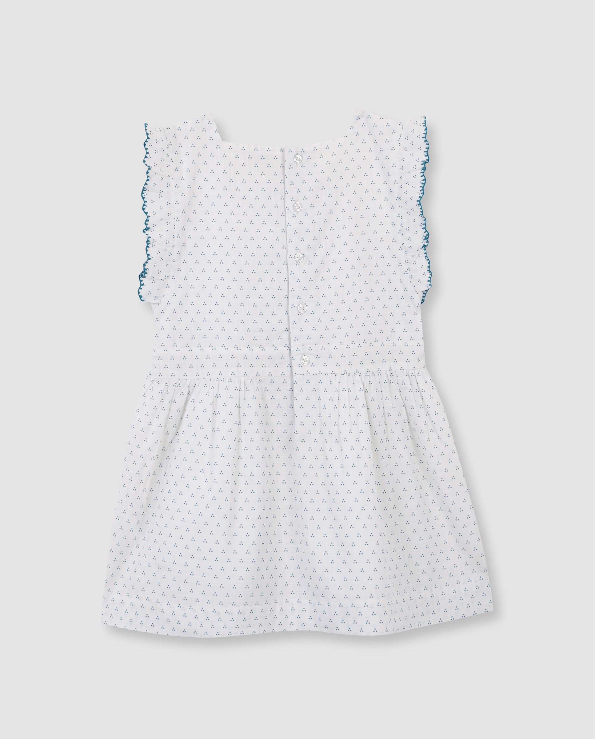 Vestido Infantil com Bolinhas Pequenas com Bordado Branco-marfim-2