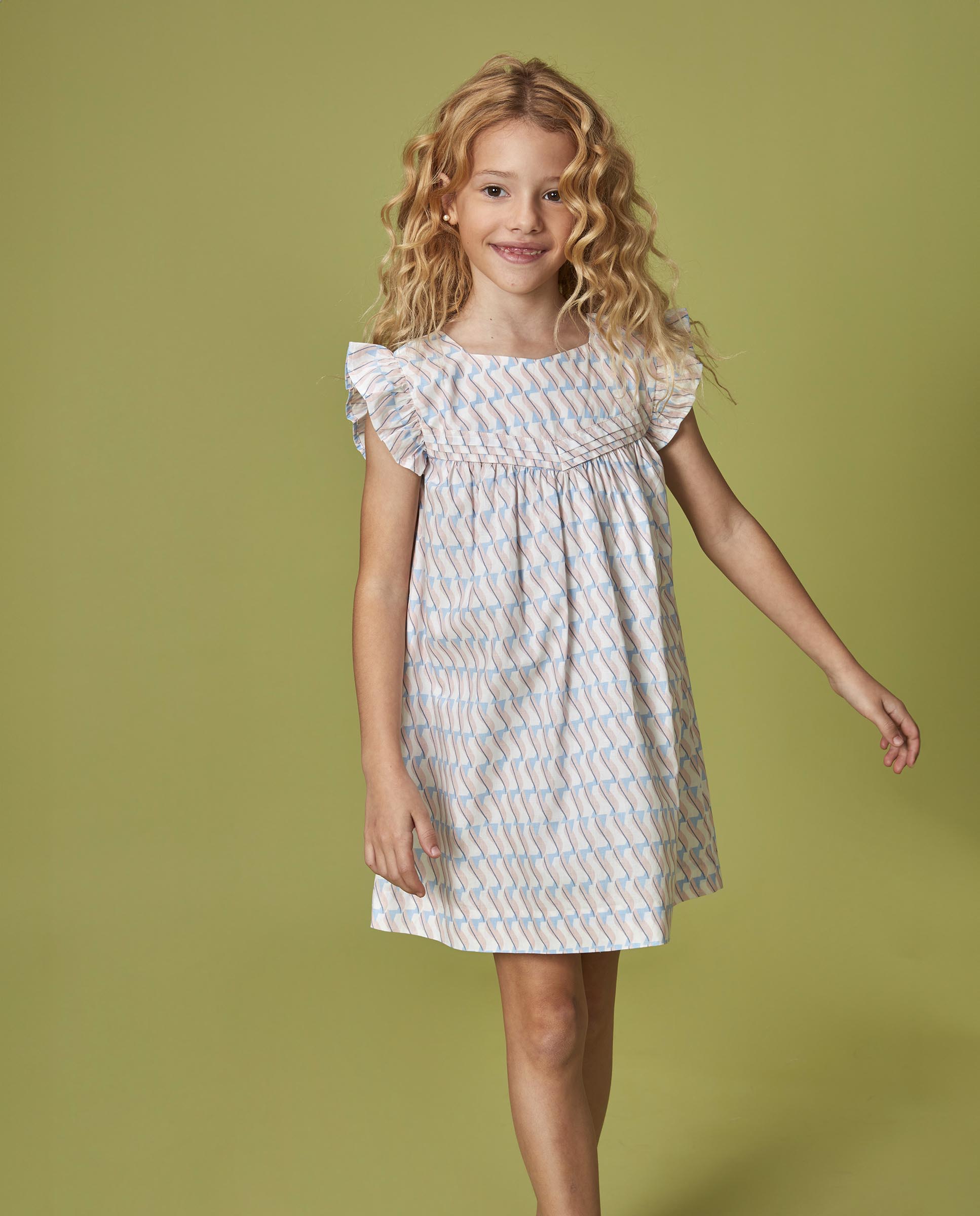 Vestido Infantil com Estampado Geométrico Gocco Rosa-5