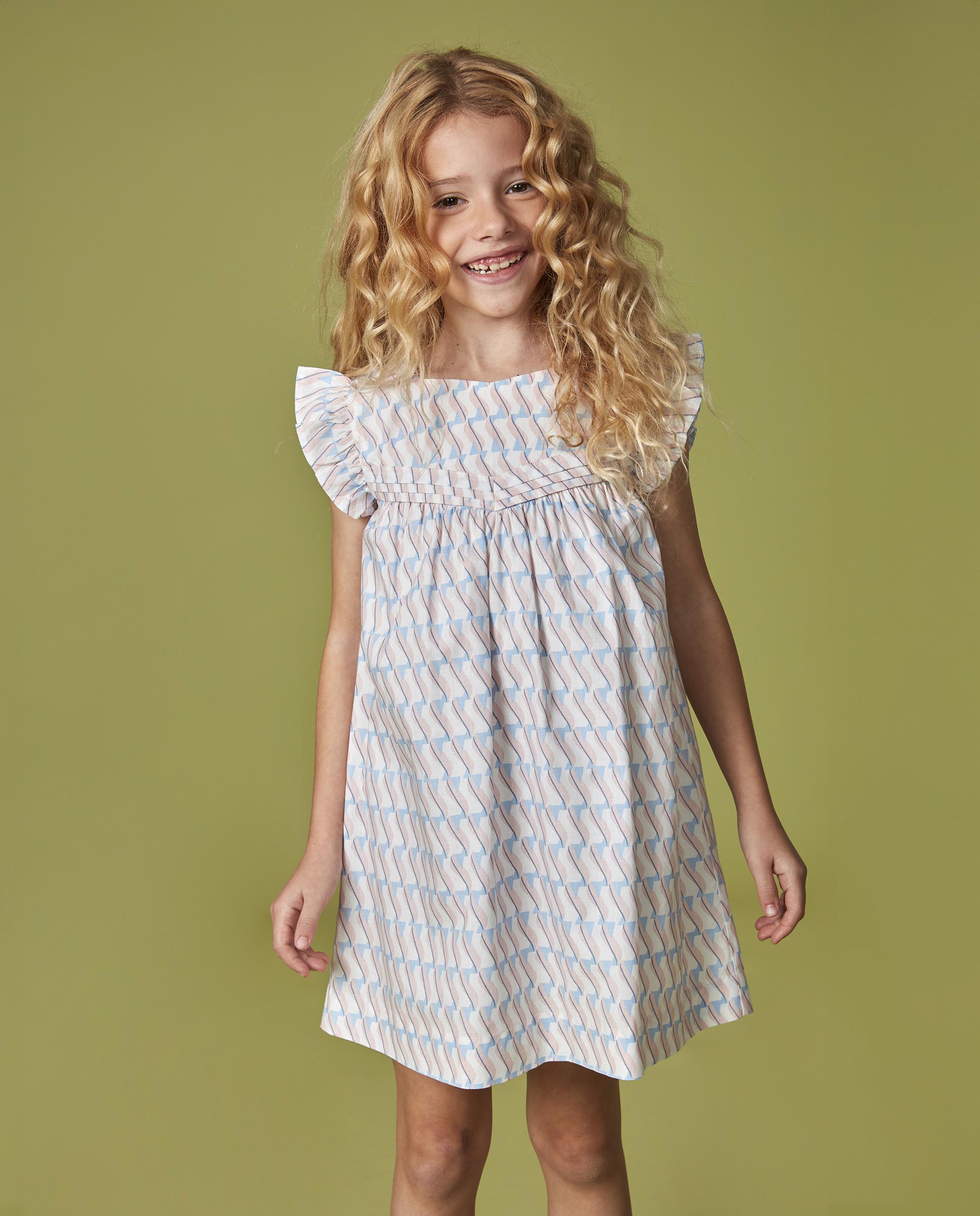 Vestido Infantil com Estampado Geométrico Gocco Rosa-6