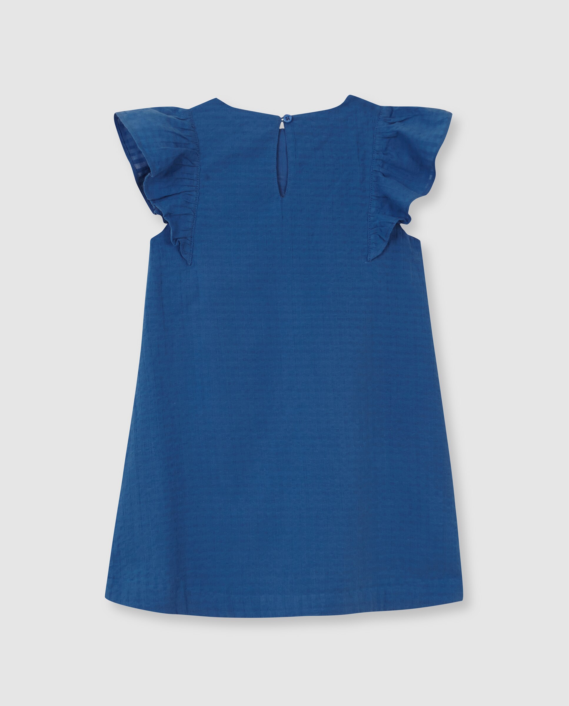 Vestido Infantil com Tiras Bordadas Gocco Azul-2