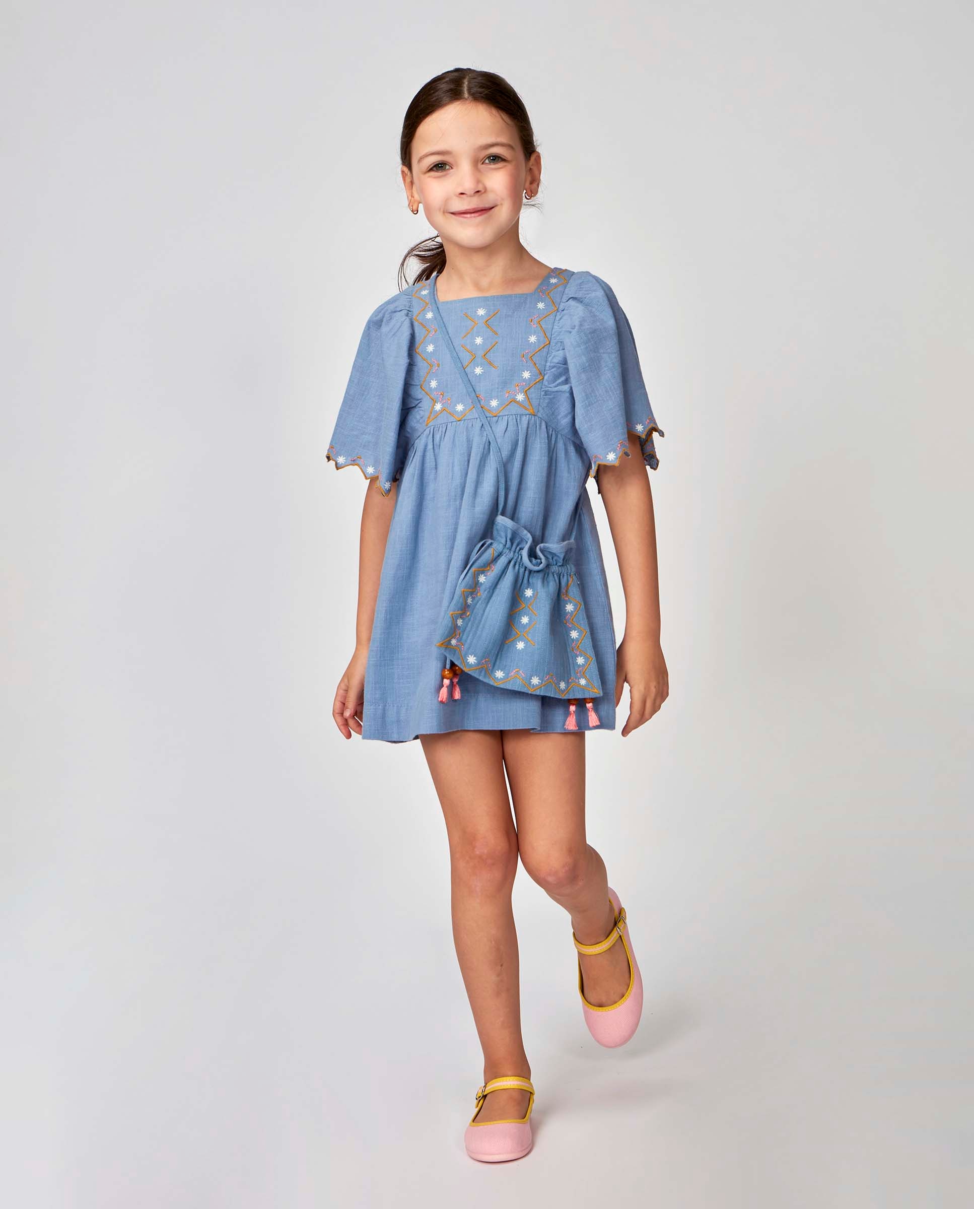 Mala Infantil com Bordados Gocco Azul-claro-3