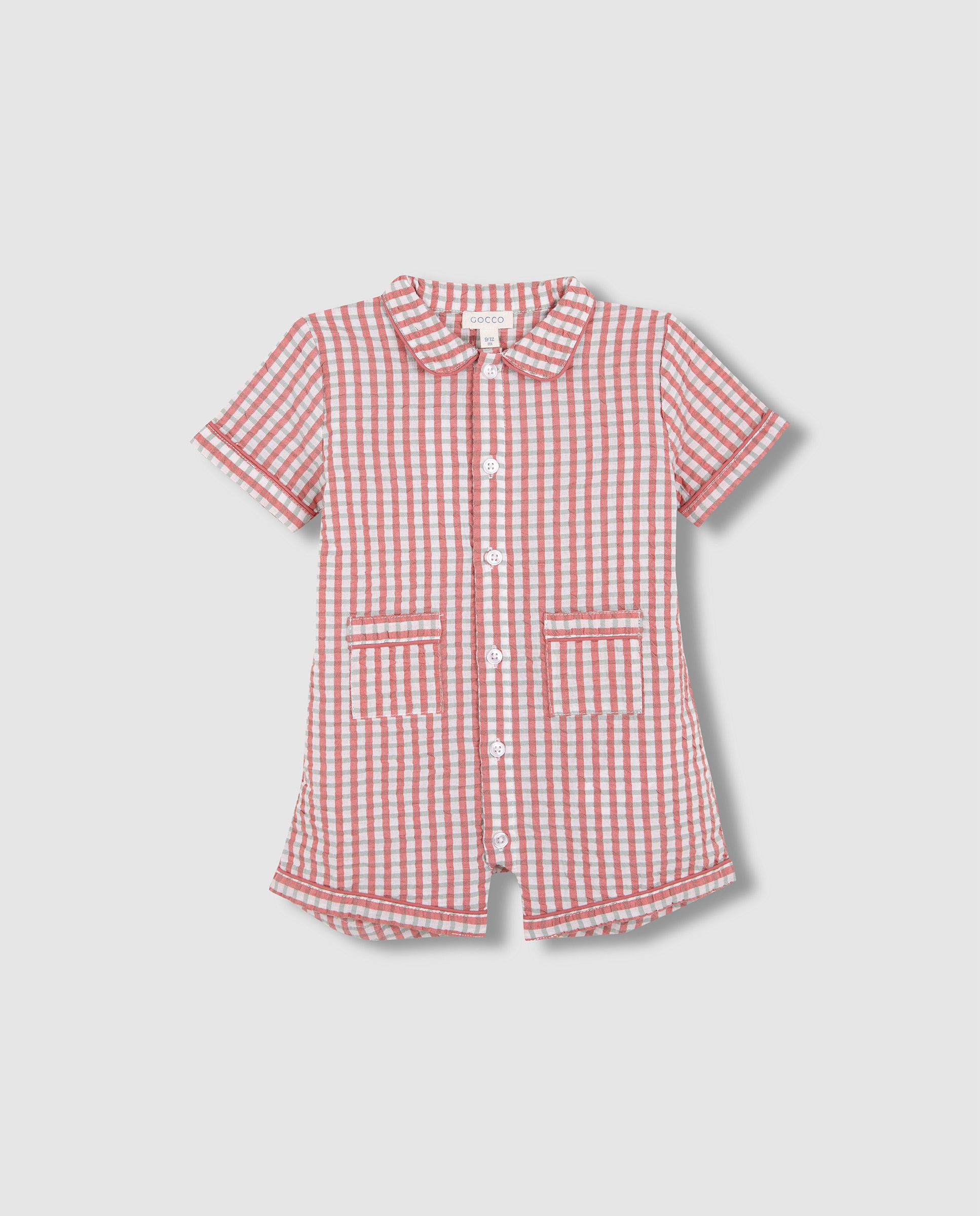 Pijama para Bebé Aos Quadrados Branco-marfim-3