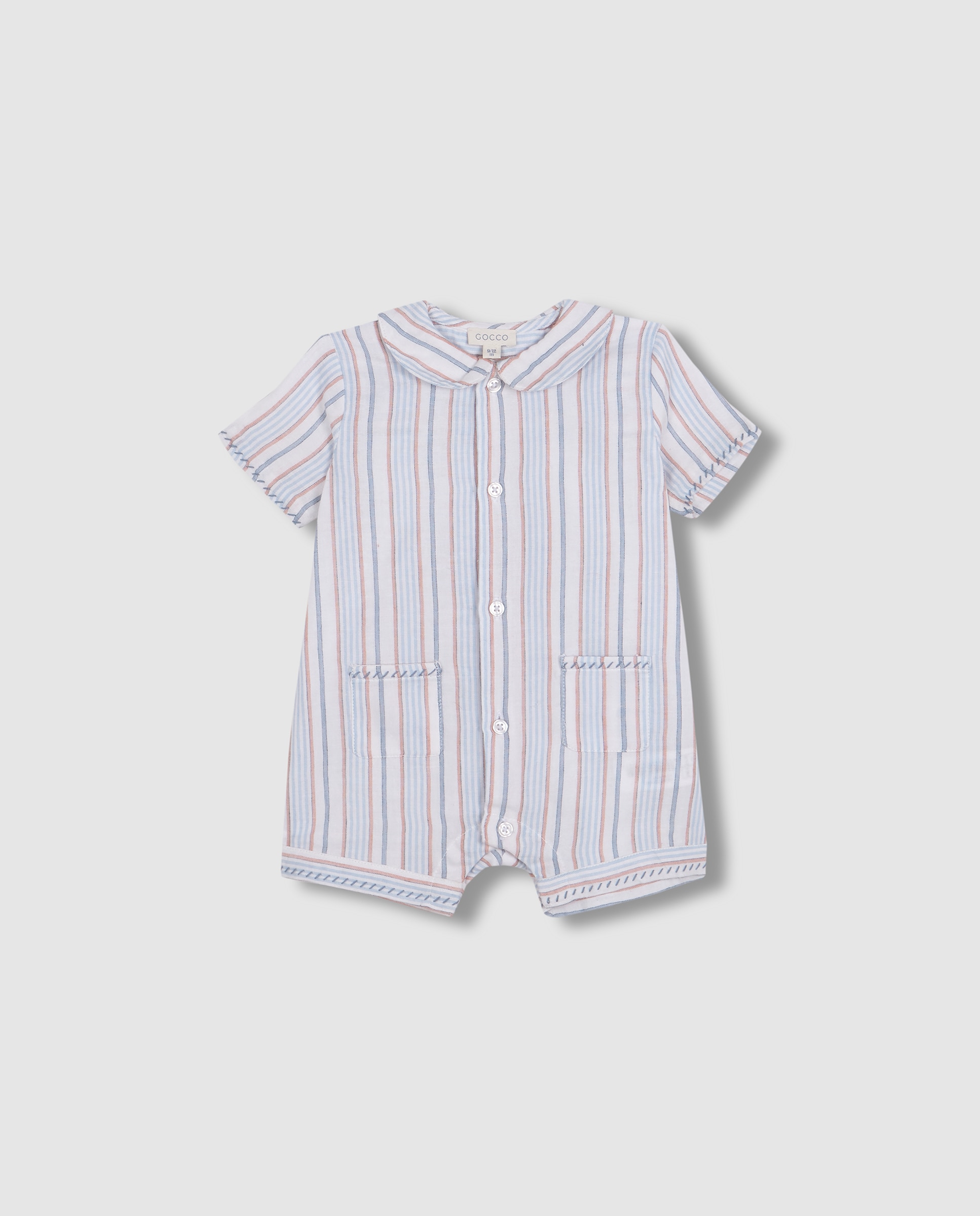 Pijama para Bebé Às Riscas Branco-3