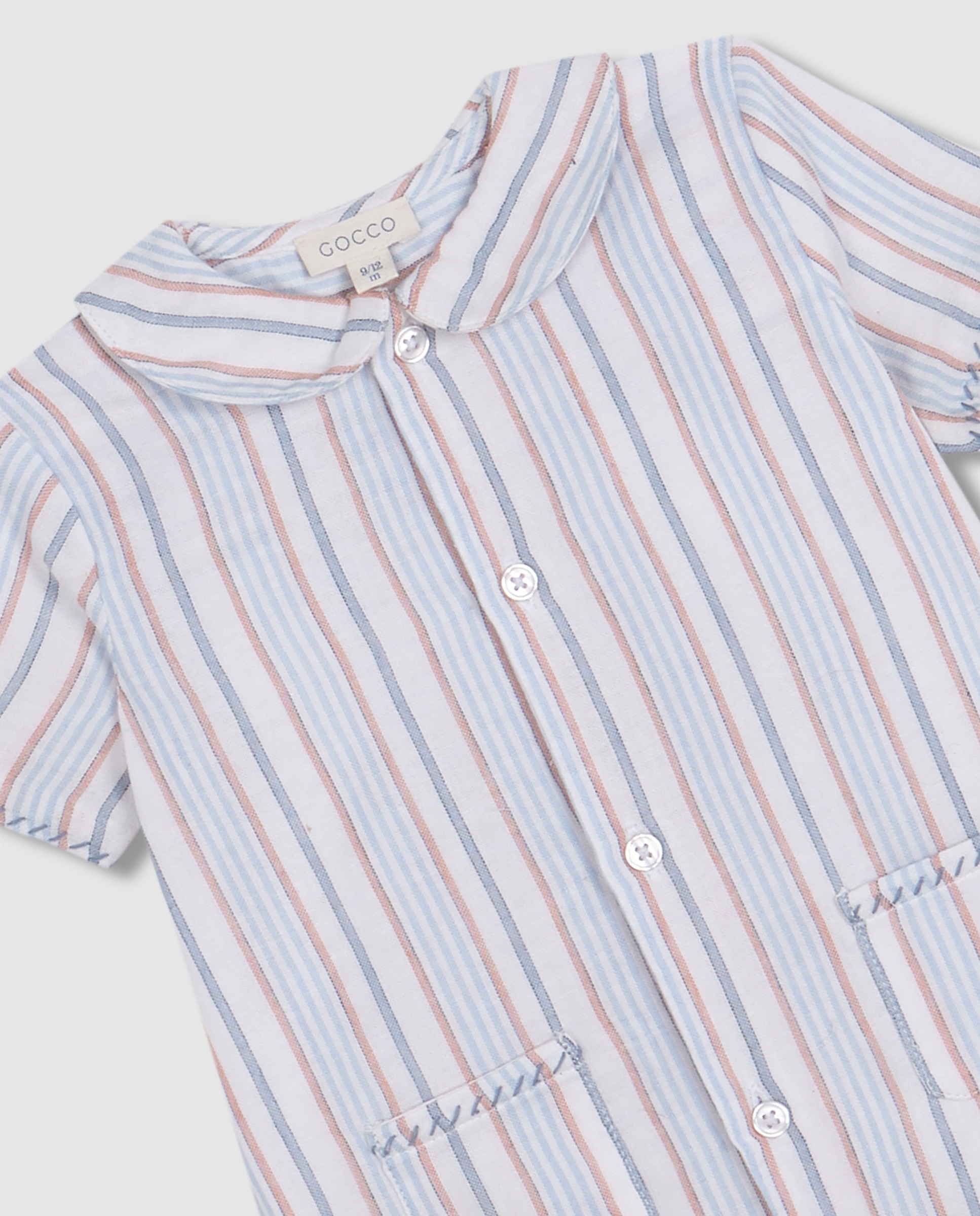 Pijama para Bebé Às Riscas Gocco Branco-5