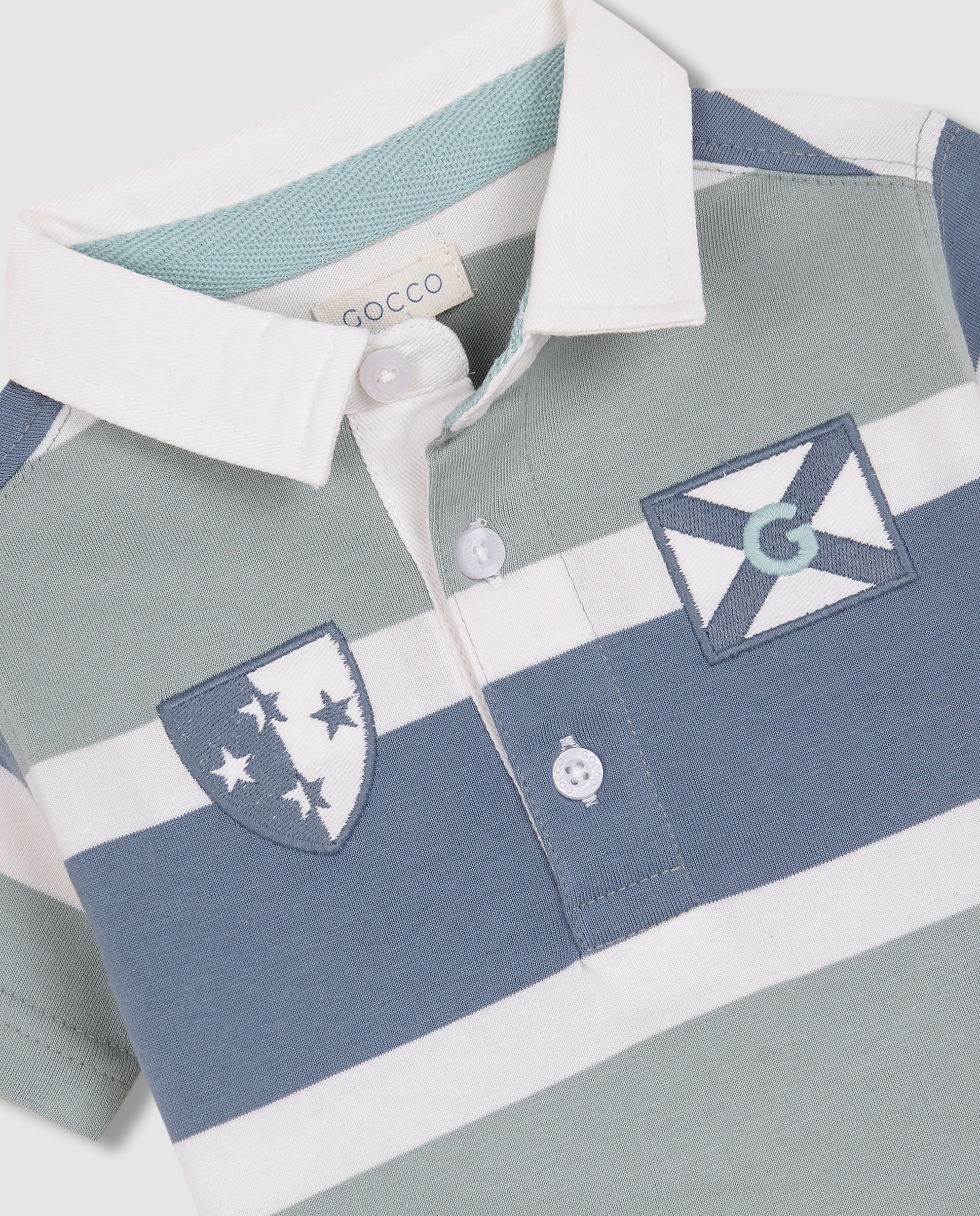 Polo para Bebé com Riscas Azul / Verde-3