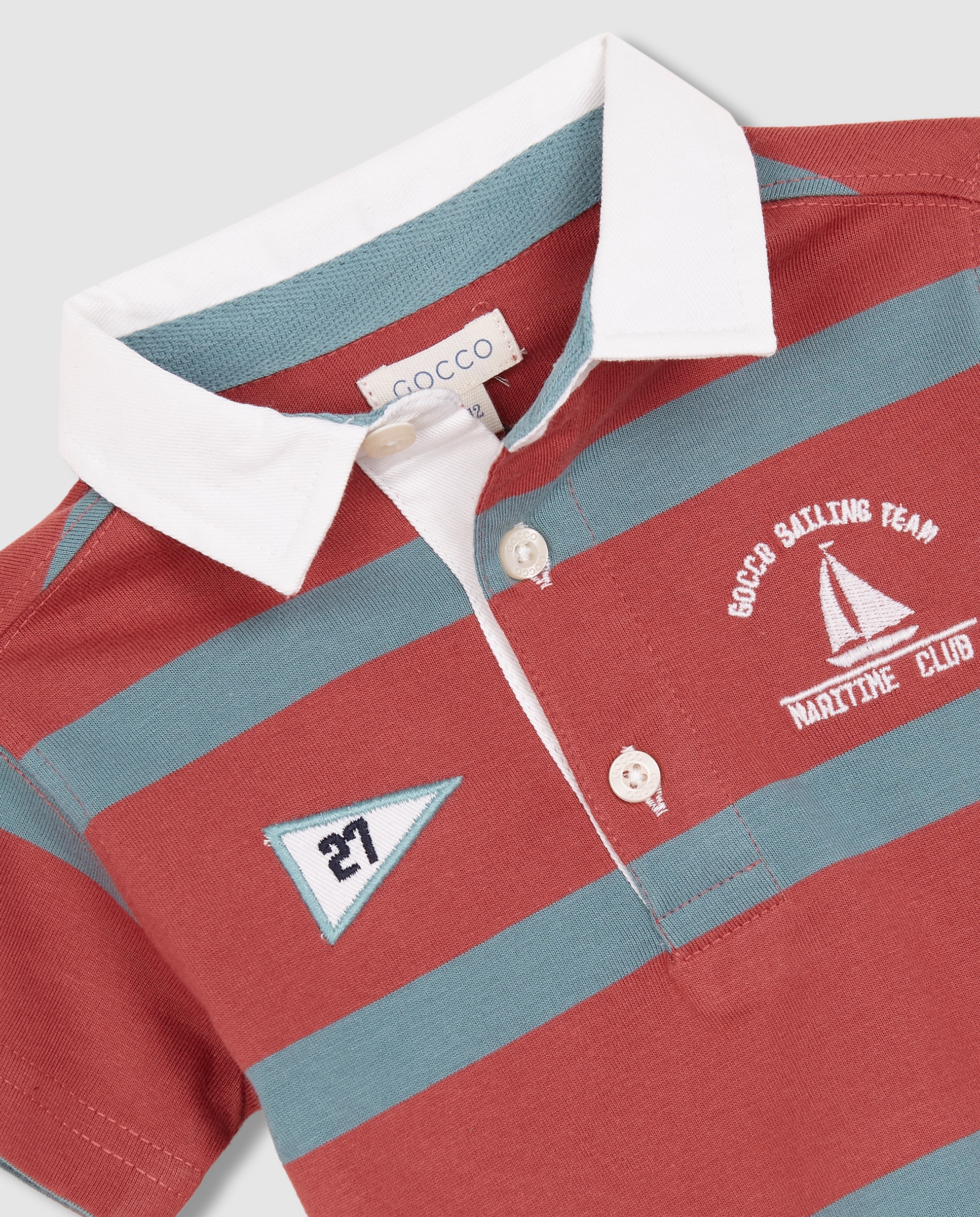 Polo para Bebé com Riscas Coral-3
