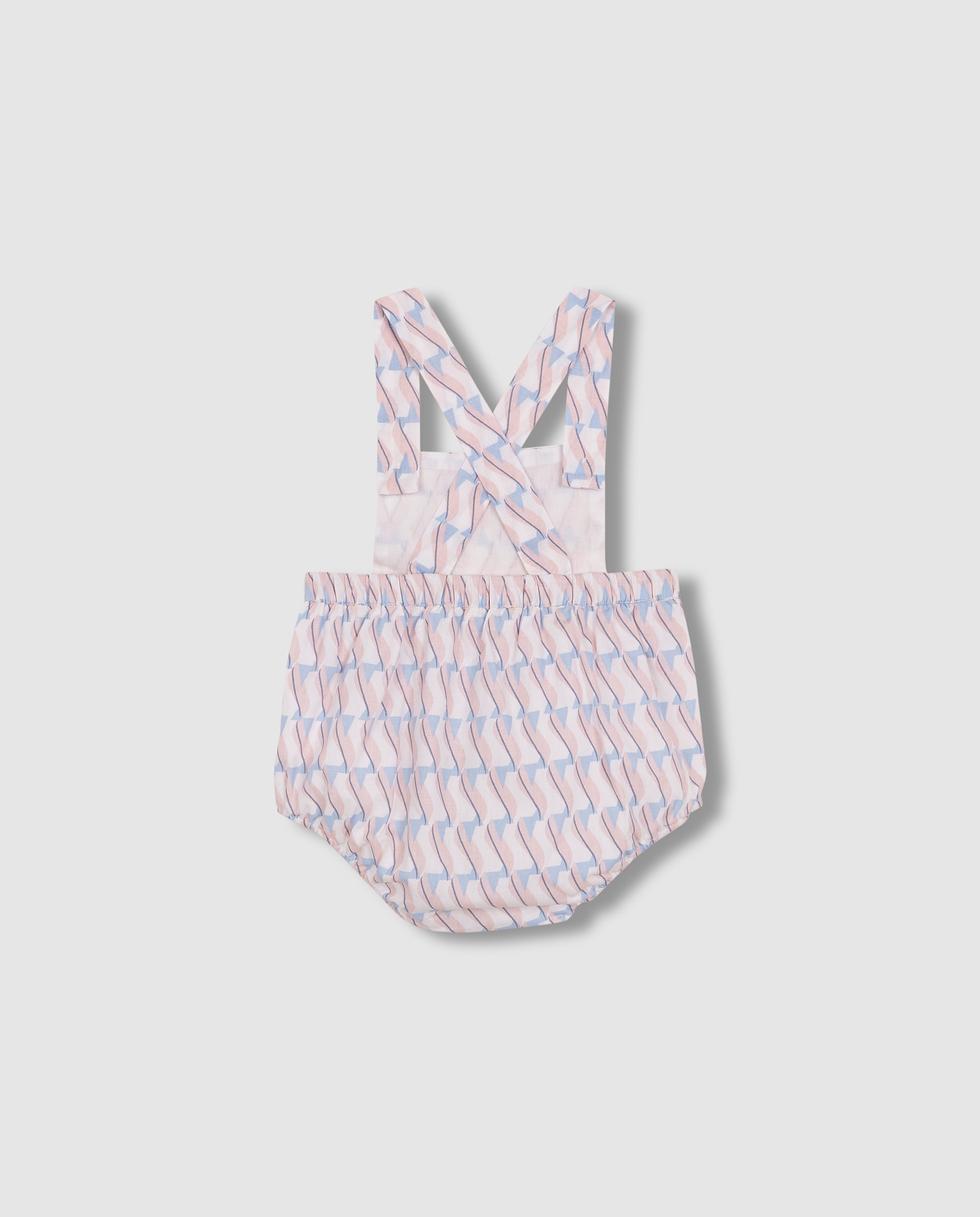 Macacão Curto para Bebé com Estampado Geométrico Gocco Rosa-2