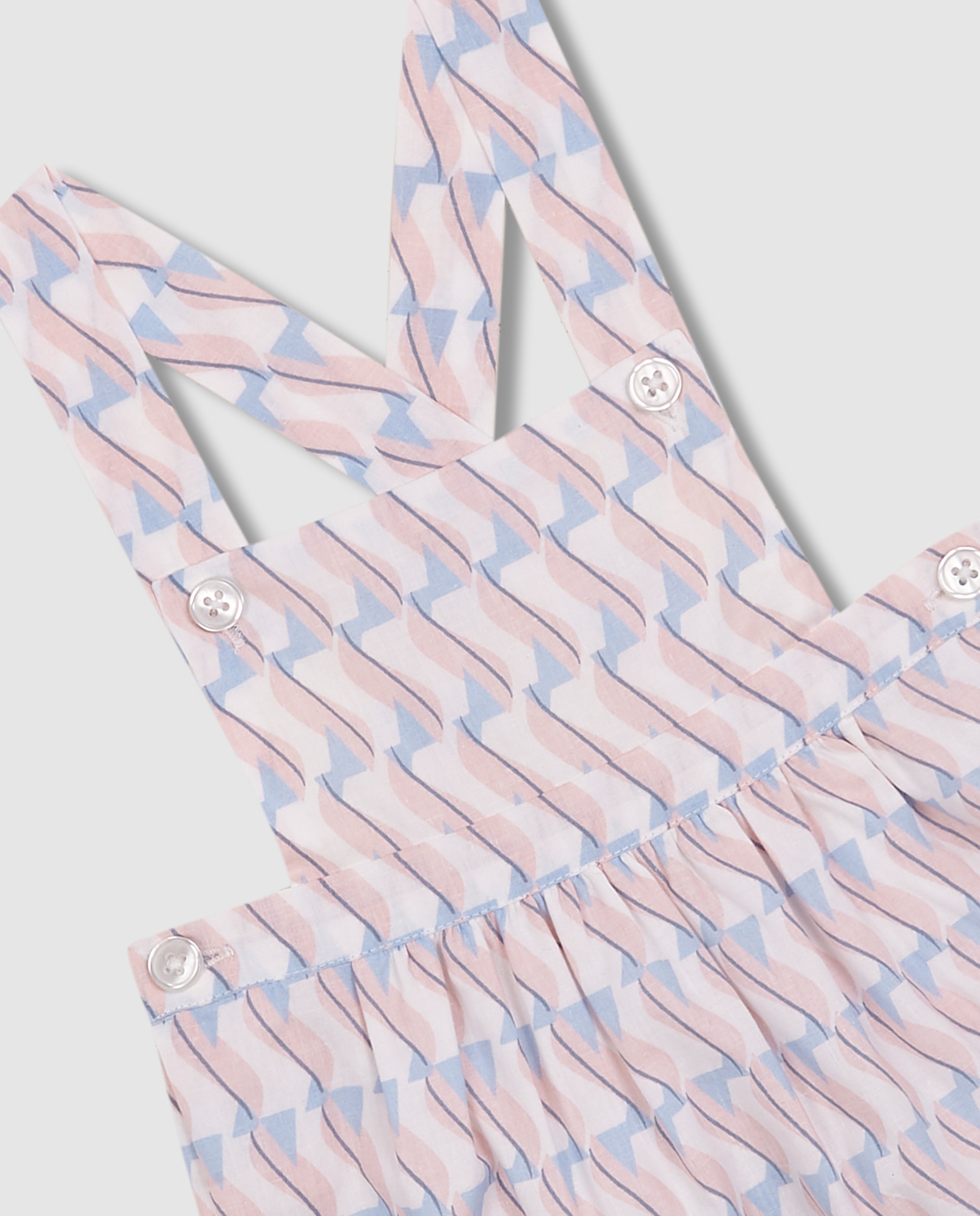 Macacão Curto para Bebé com Estampado Geométrico Gocco Rosa-3