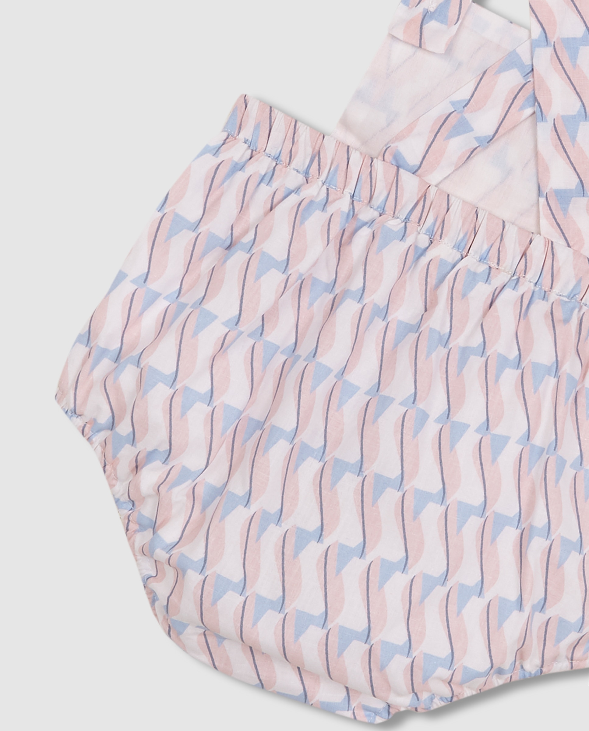 Macacão Curto para Bebé com Estampado Geométrico Gocco Rosa-4
