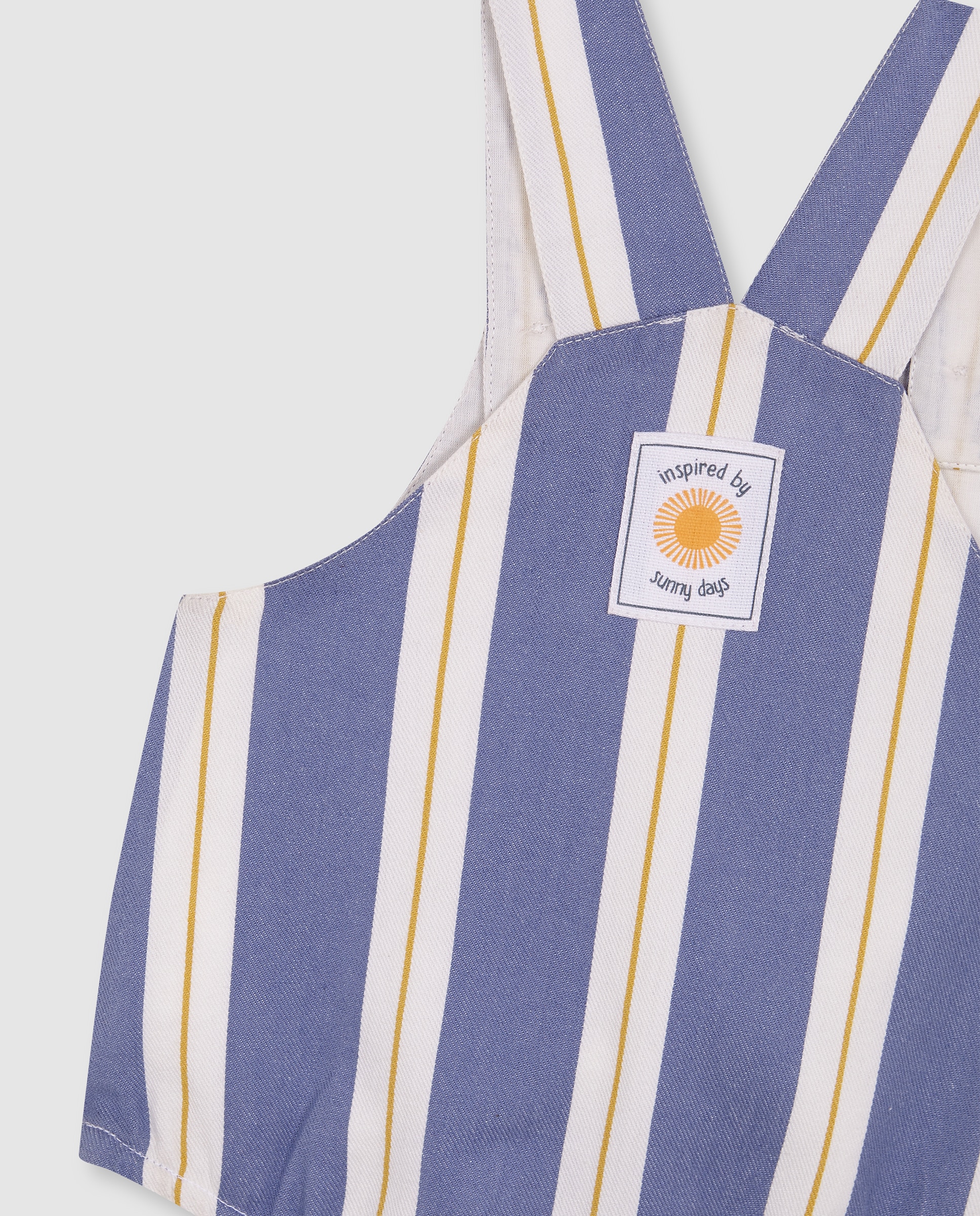 Macacão Curto para Bebé Às Riscas Azul-claro-6
