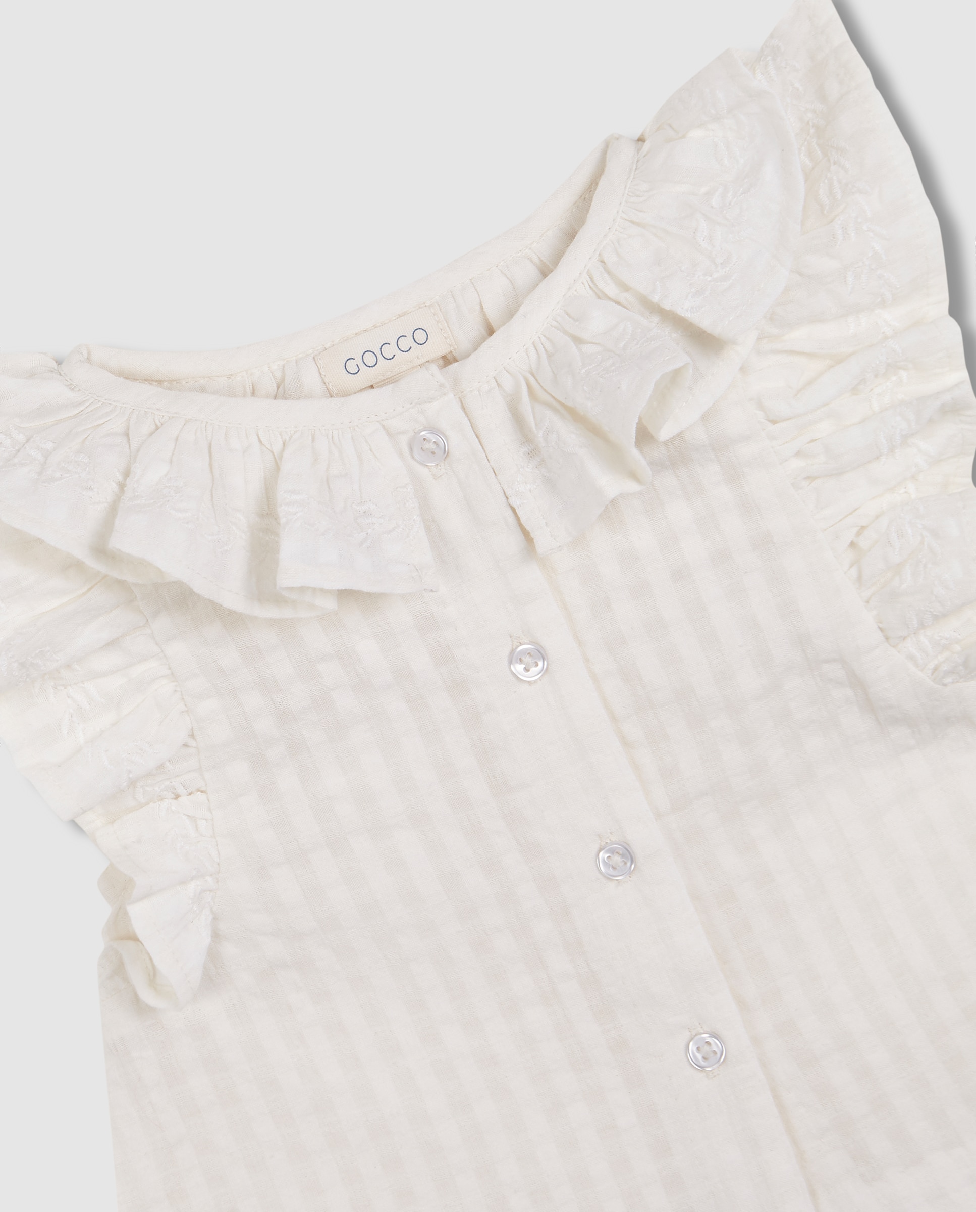 Camisa para Bebé com Gola e Manga Curta com Caída Gocco Branco-marfim-3