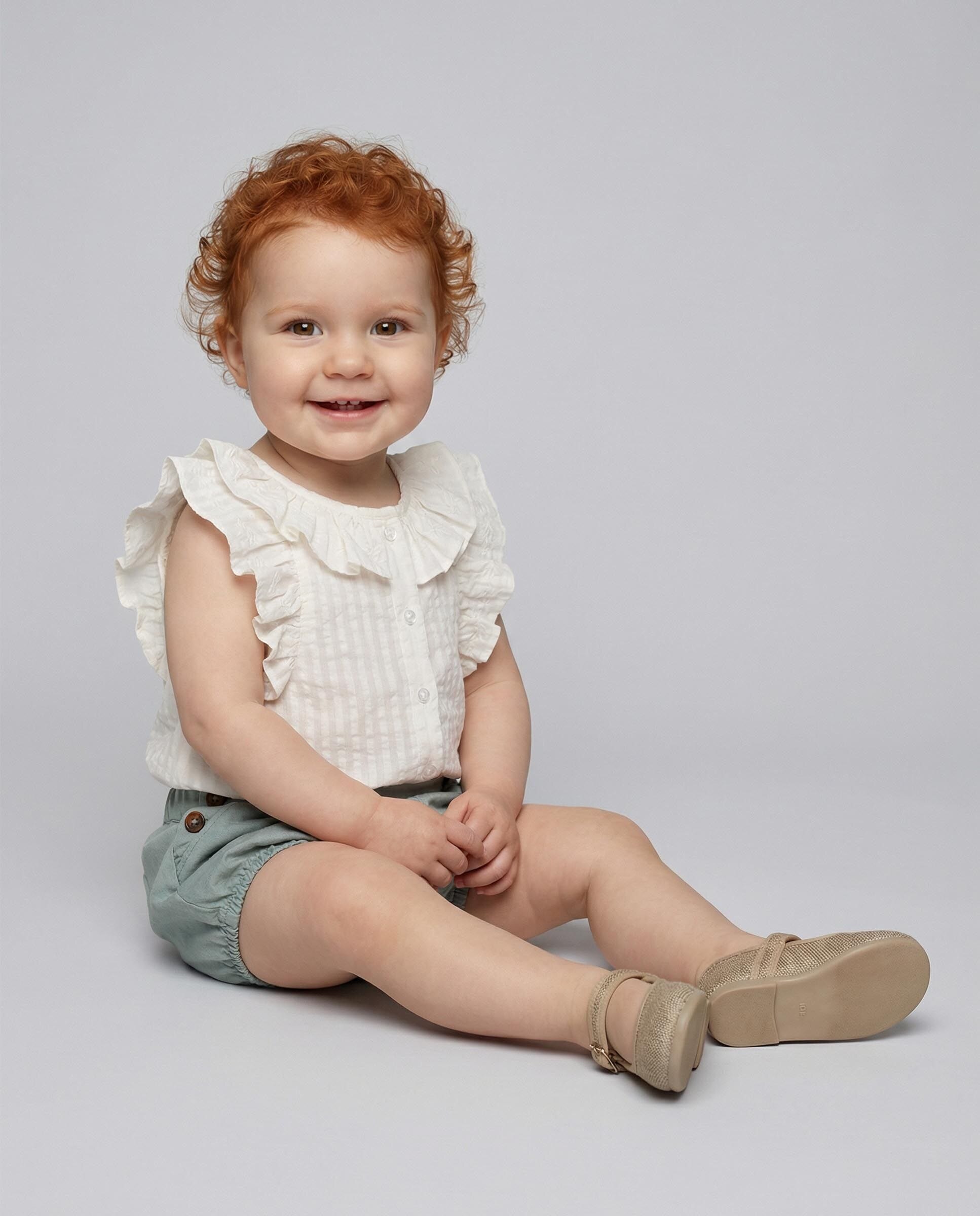 Camisa para Bebé com Gola e Manga Curta com Caída Gocco Branco-marfim-6