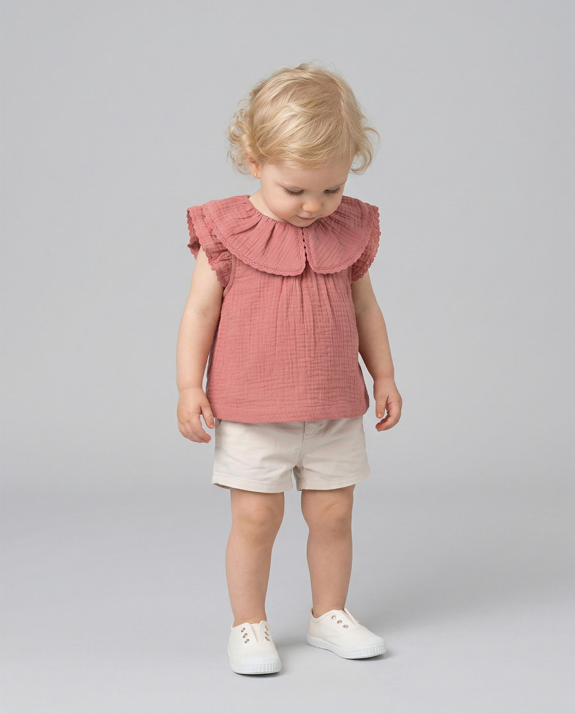 Blusa para Bebé com Pregas Gocco Rosa-5
