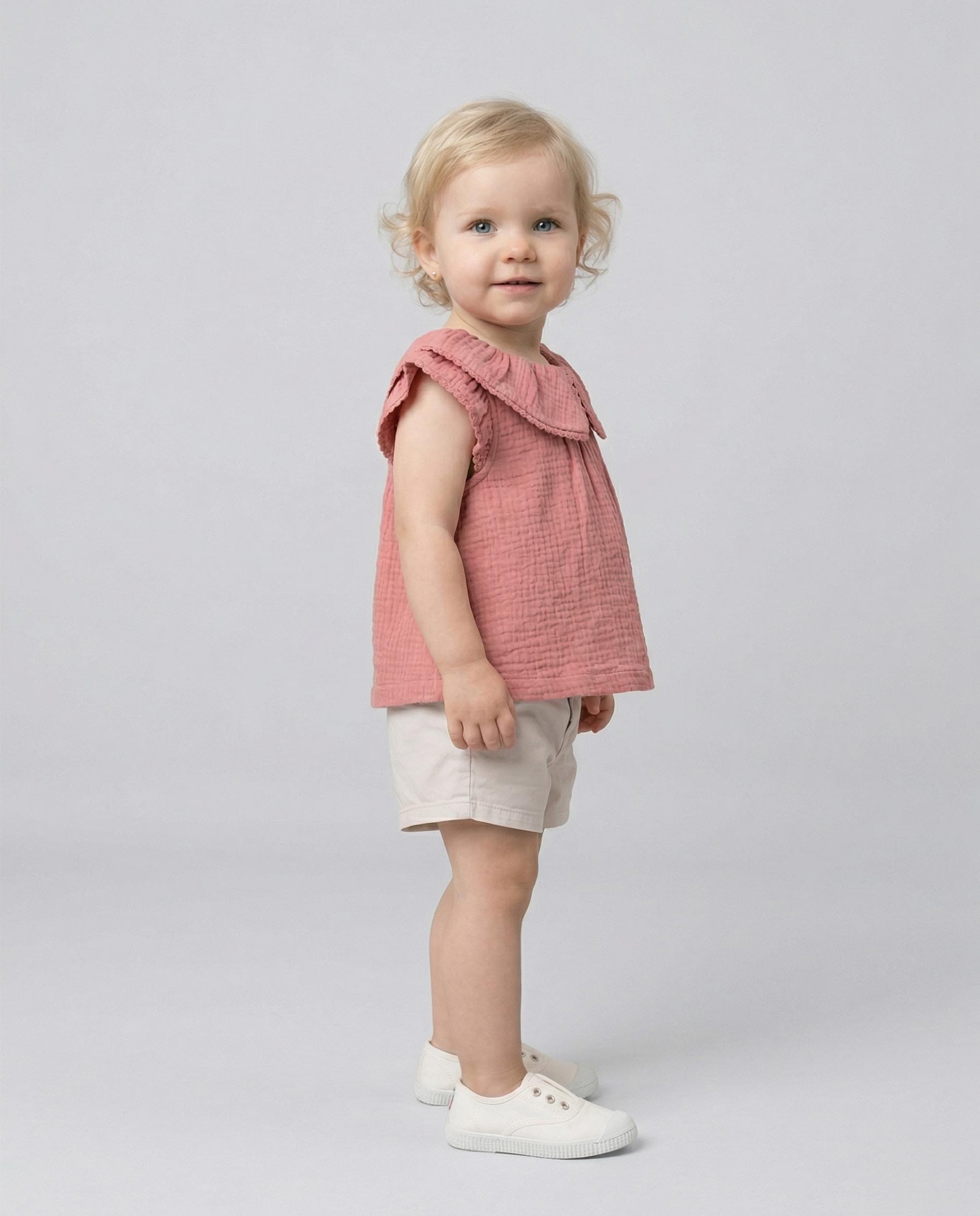 Blusa para Bebé com Pregas Gocco Rosa-6