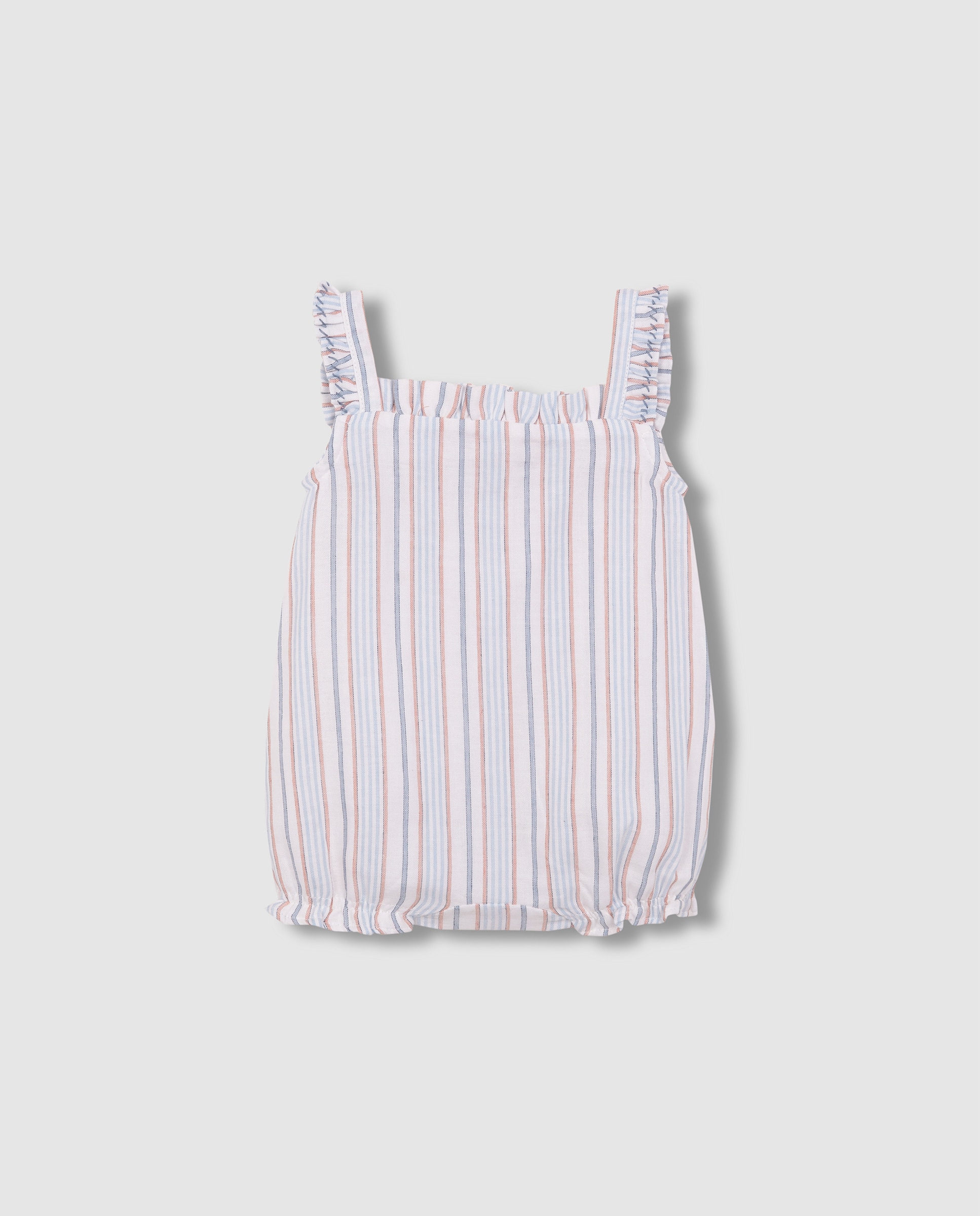 Pijama para Bebé Estampado Às Riscas Branco-2