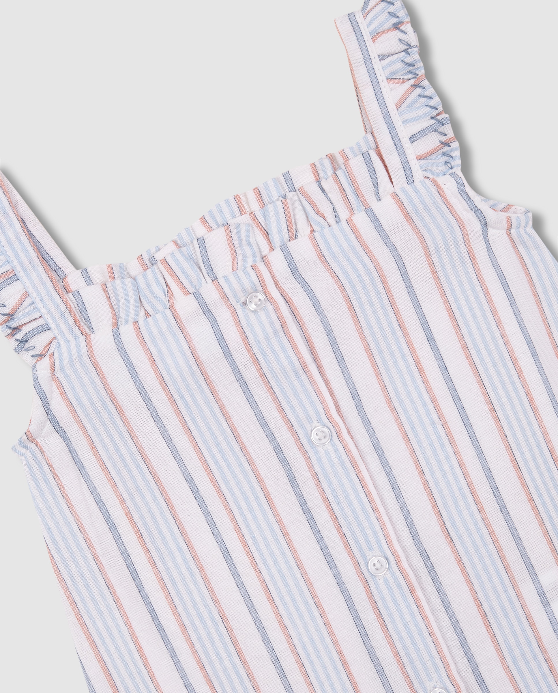 Pijama para Bebé Estampado Às Riscas Branco-3