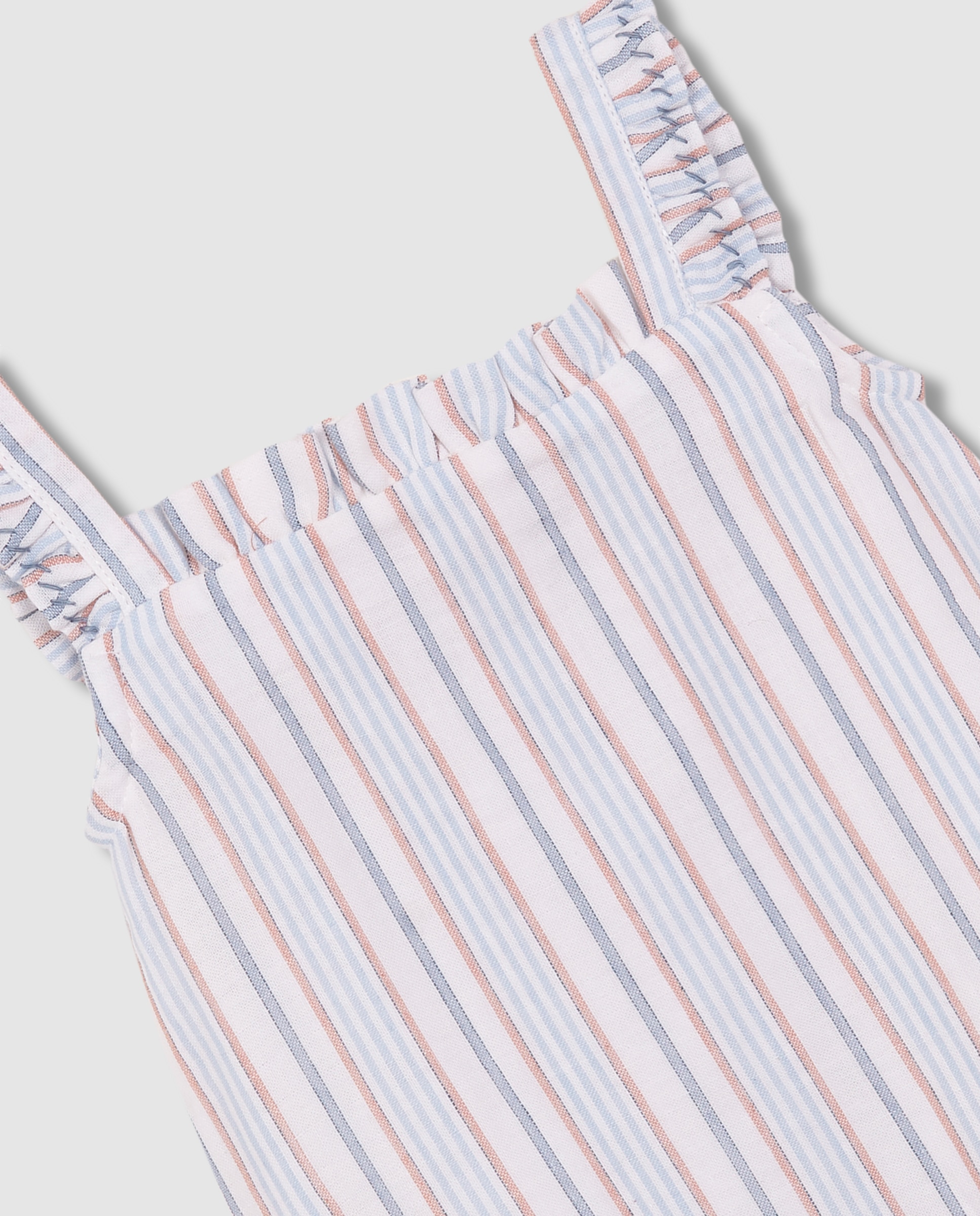 Pijama para Bebé Estampado Às Riscas Branco-4