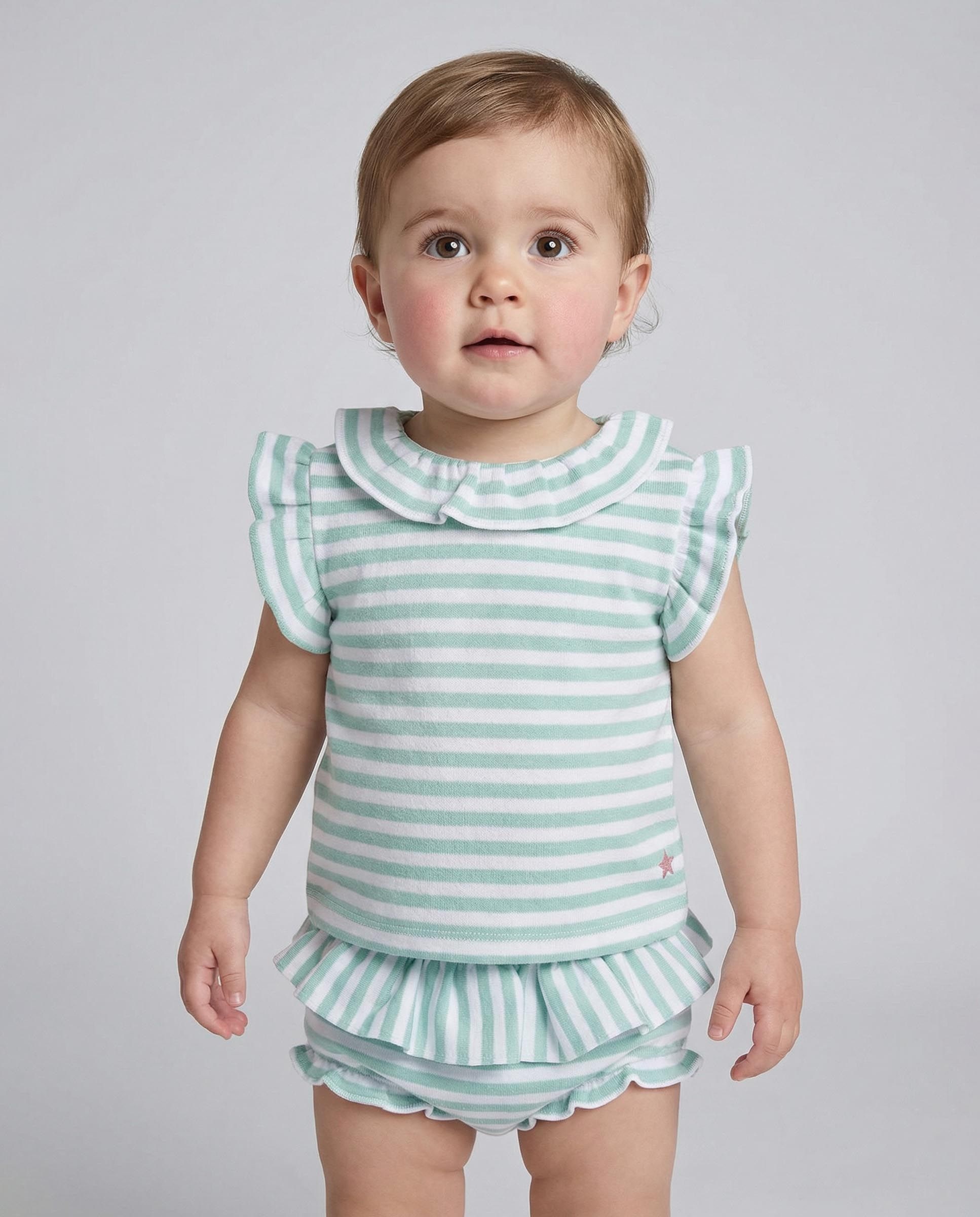 T-shirt para Bebé Às Riscas Gocco Verde-claro-5