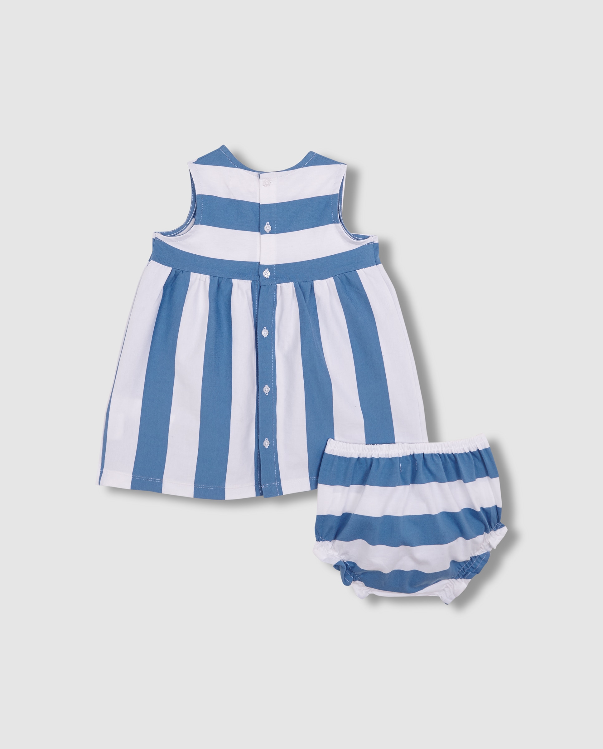 Vestido para Bebé de Malha Às Riscas Azul-claro-2