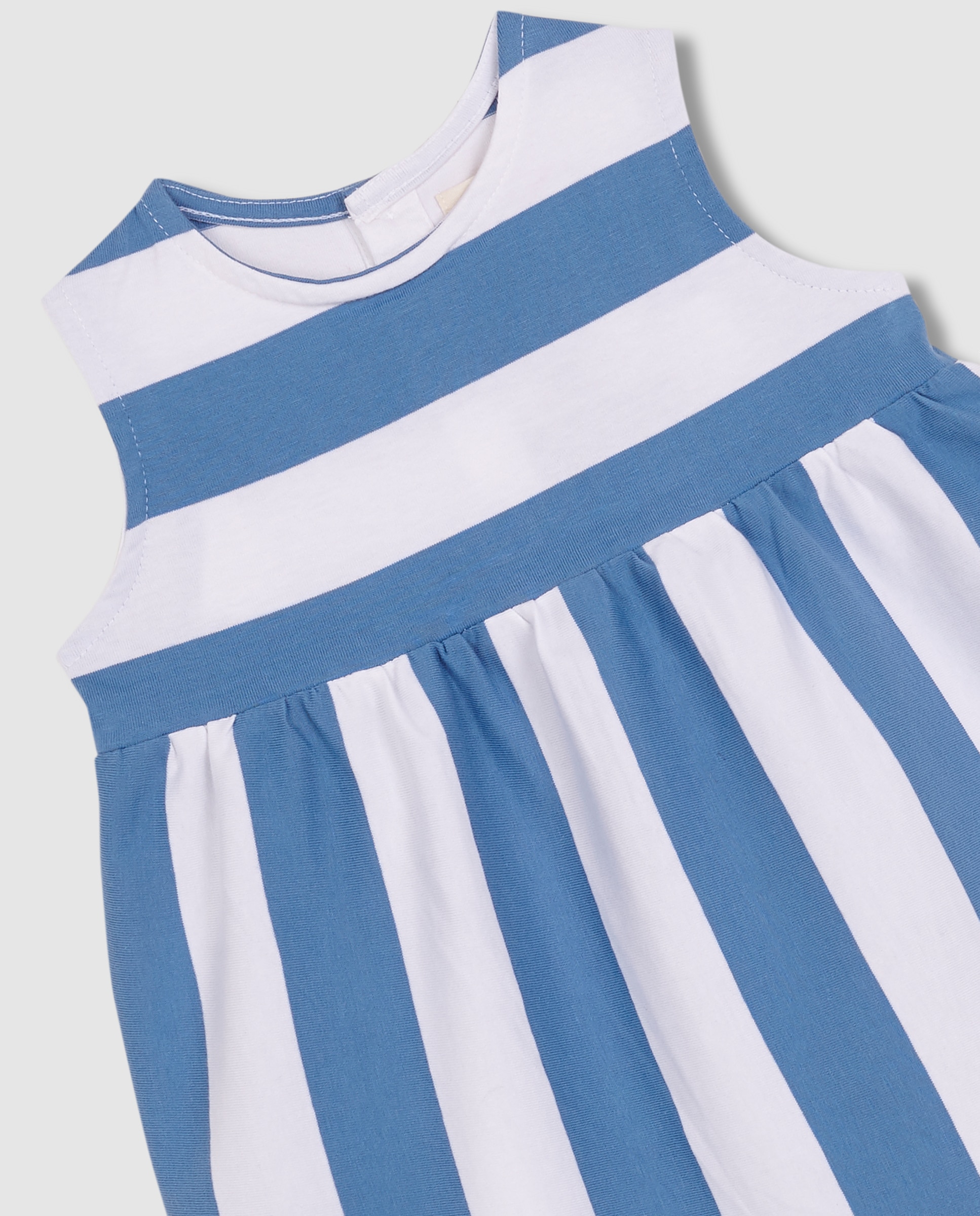 Vestido para Bebé de Malha Às Riscas Azul-claro-3