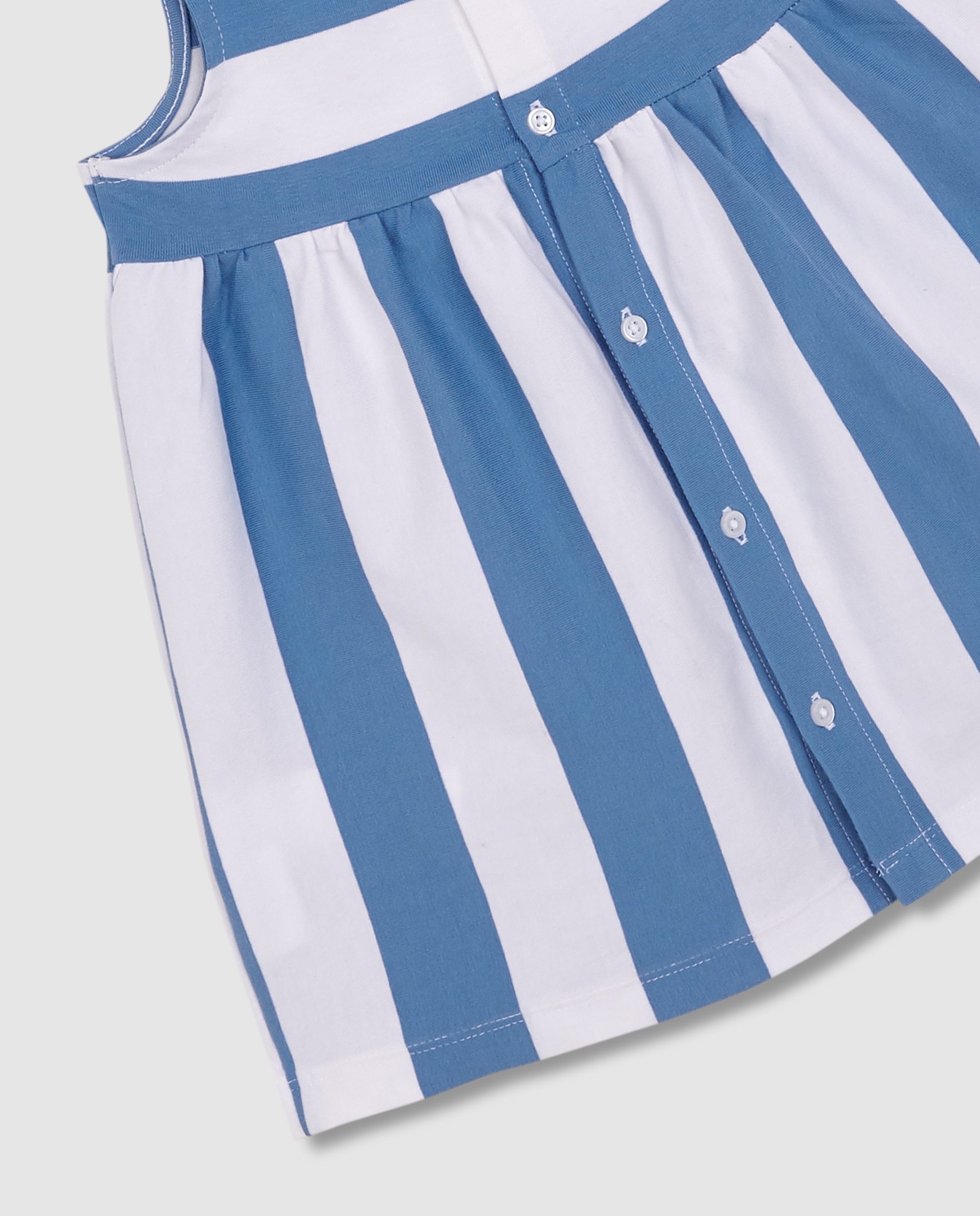 Vestido para Bebé de Malha Às Riscas Azul-claro-4