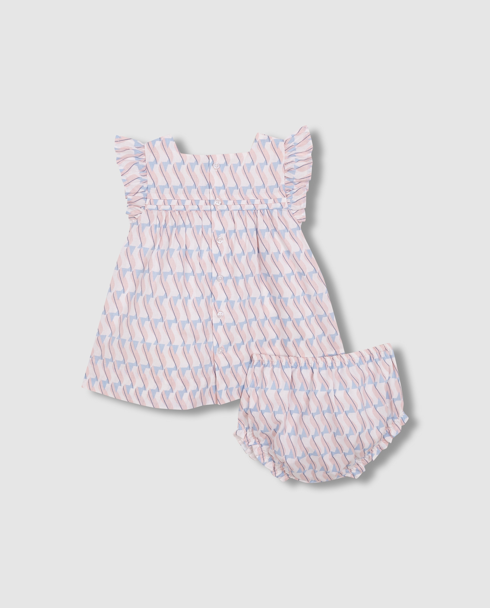 Vestido para Bebé com Estampado Geométrico Gocco Rosa / azul marinho-2