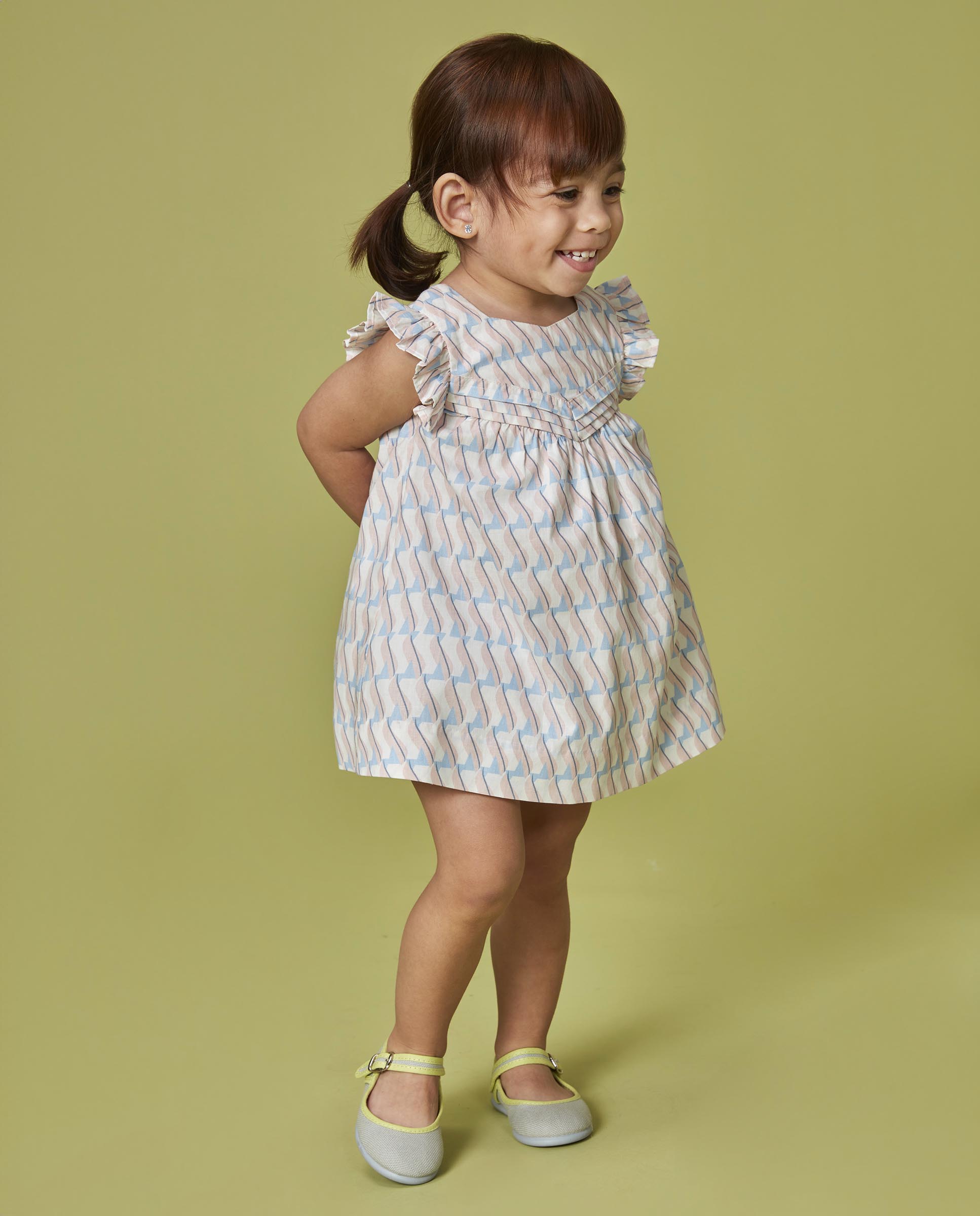 Vestido para Bebé com Estampado Geométrico Gocco Rosa / azul marinho-6