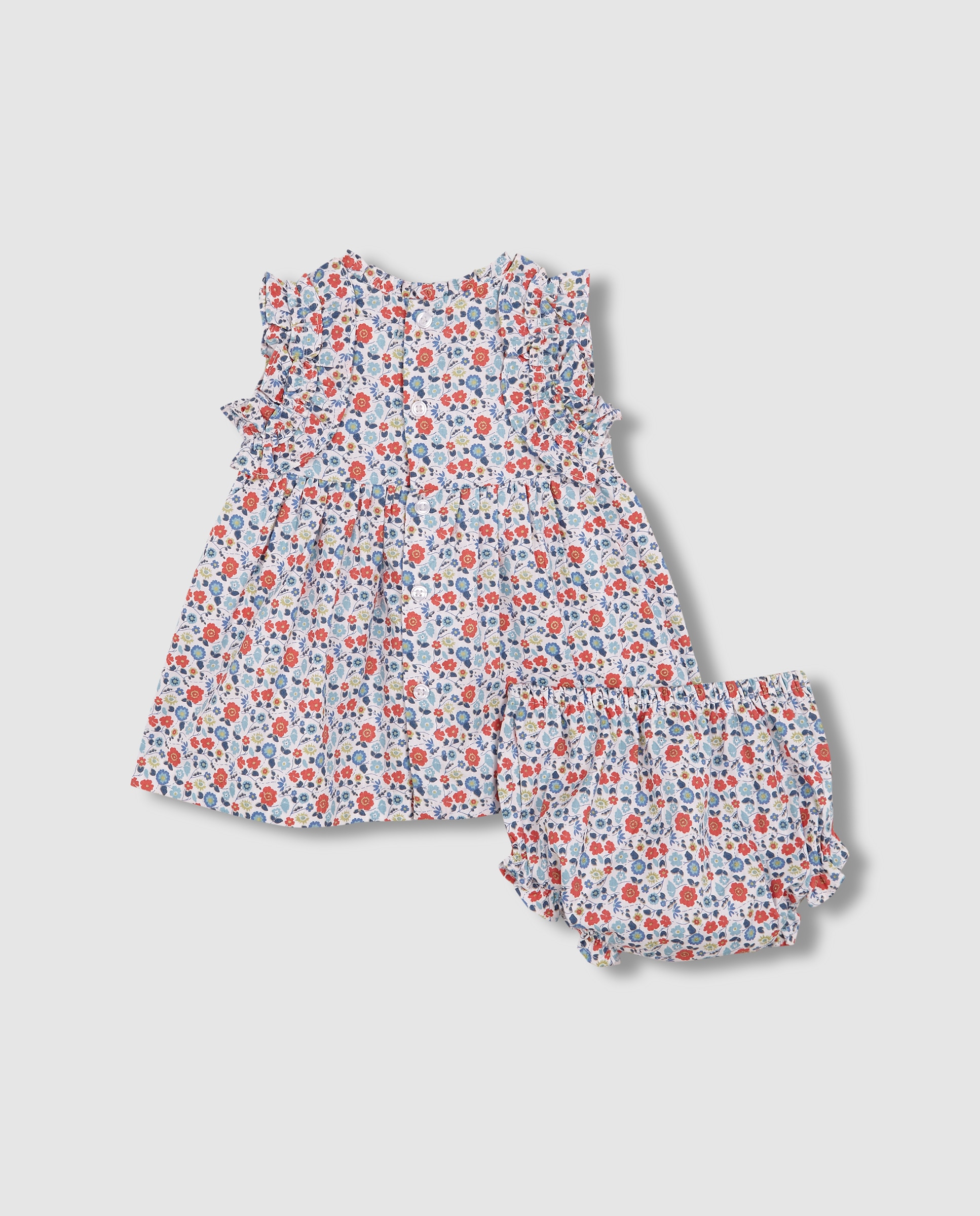 Vestido para Bebé de Flores Branco-marfim-2