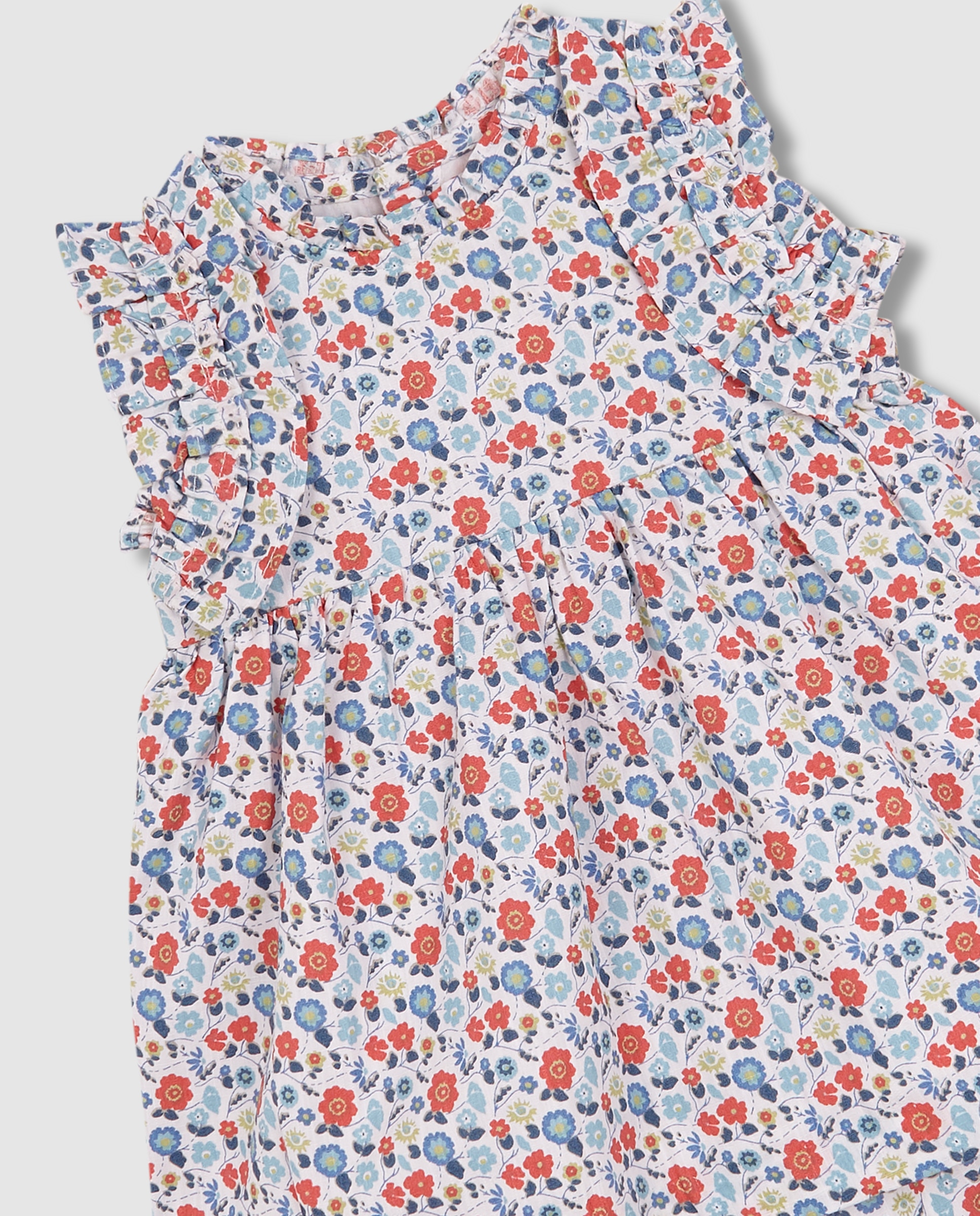 Vestido para Bebé de Flores Branco-marfim-3