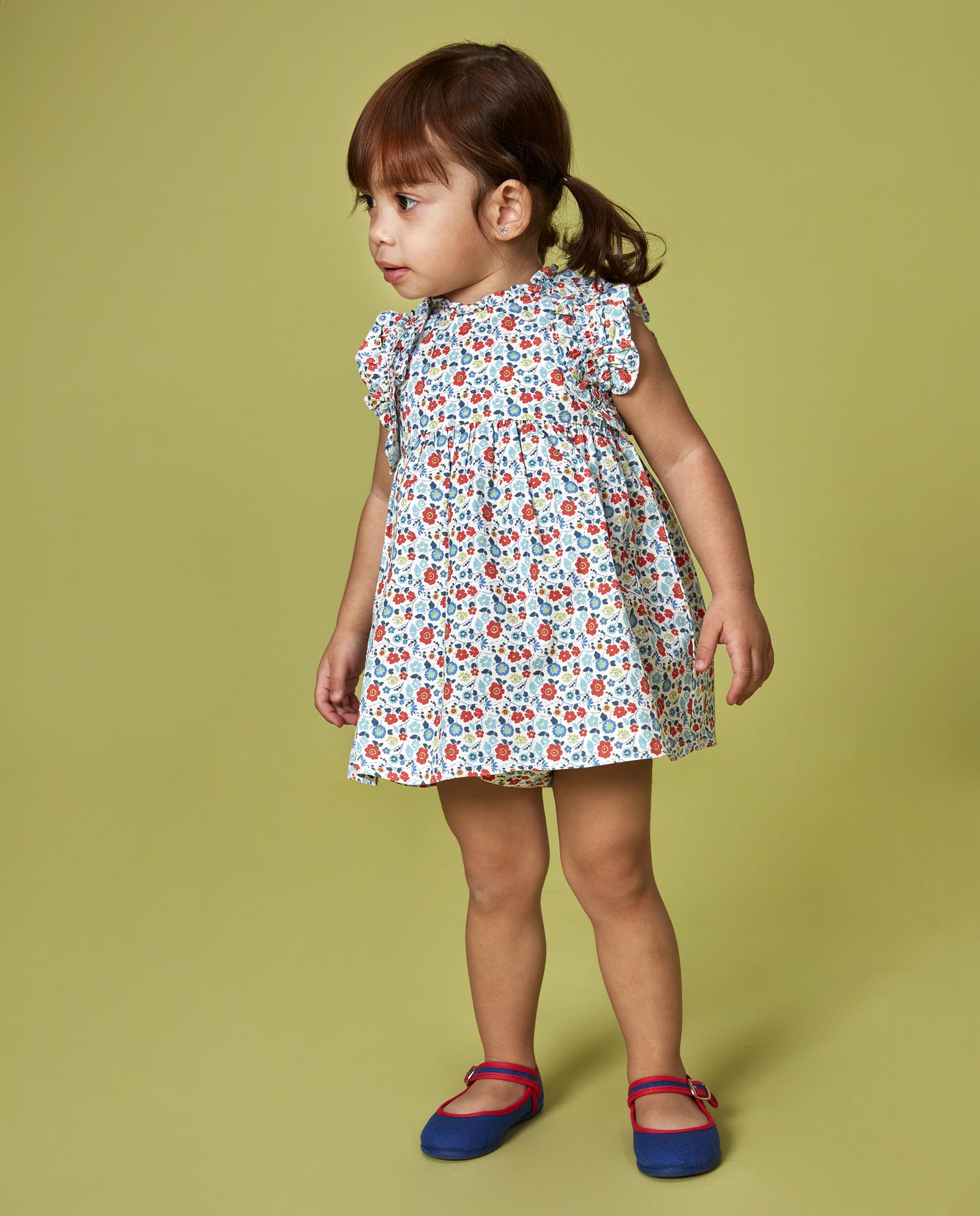 Vestido para Bebé de Flores Branco-marfim-5