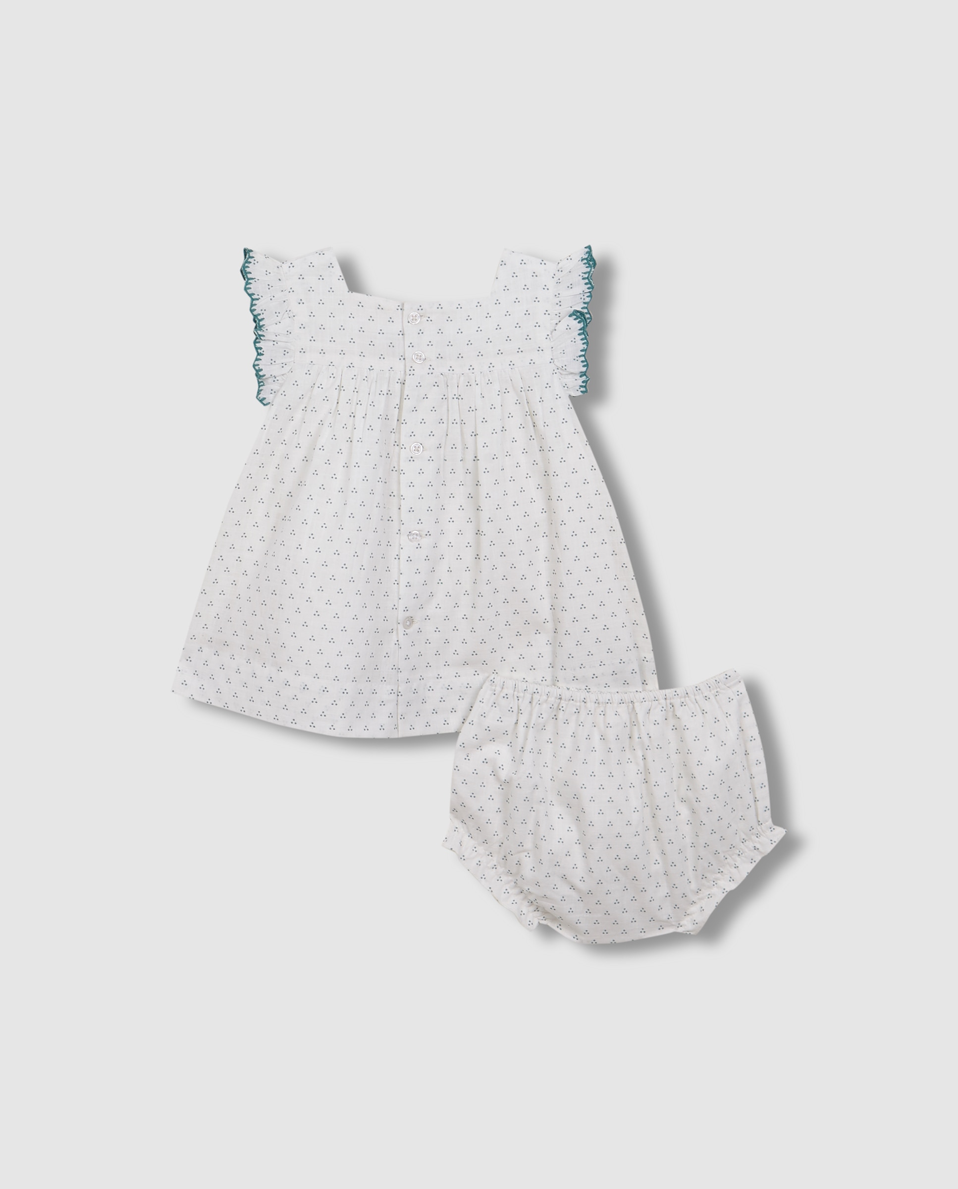 Conjunto Vestido para Bebé com Capota Branco-marfim-2