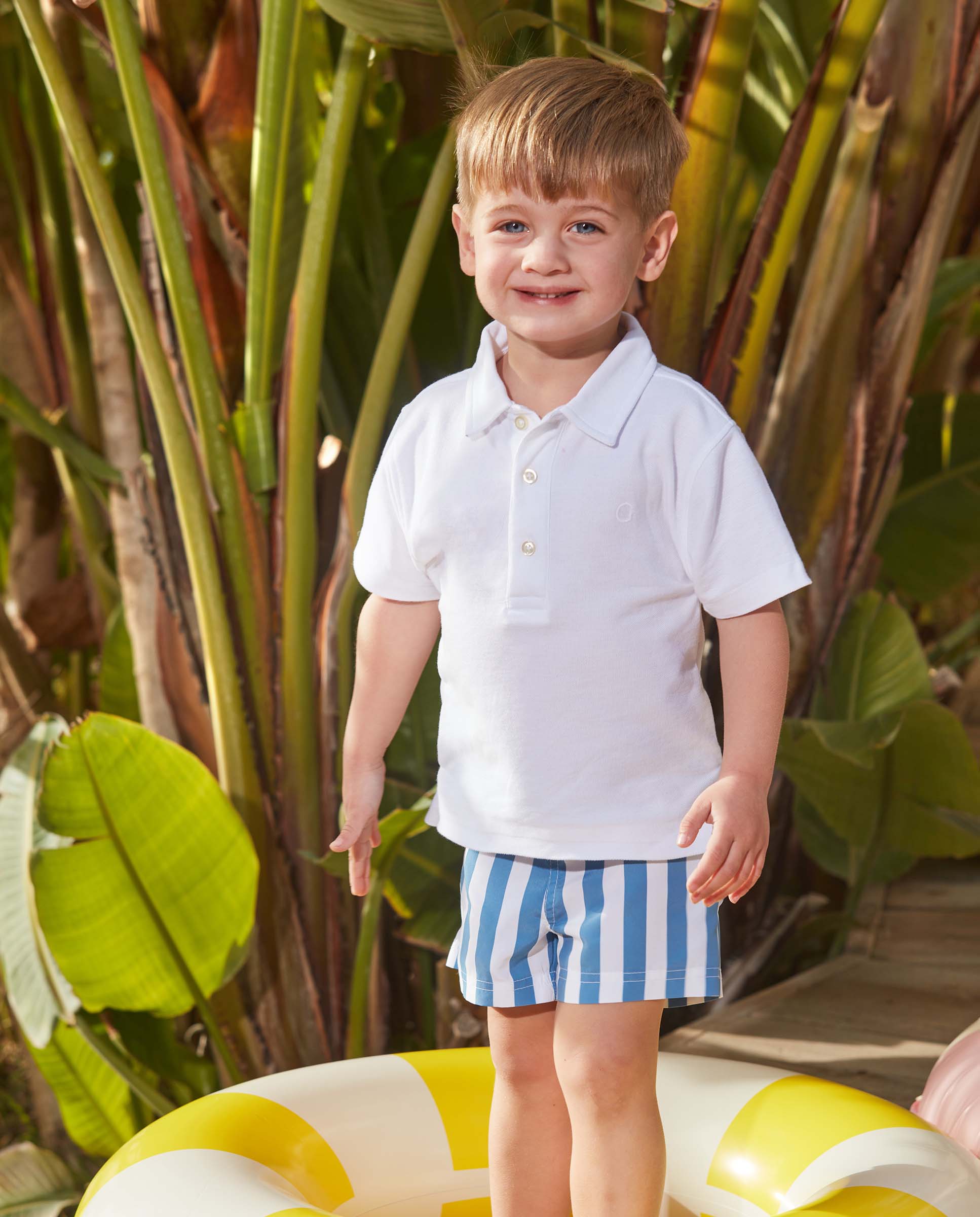 Fato de Banho Infantil Às Riscas Branco-5