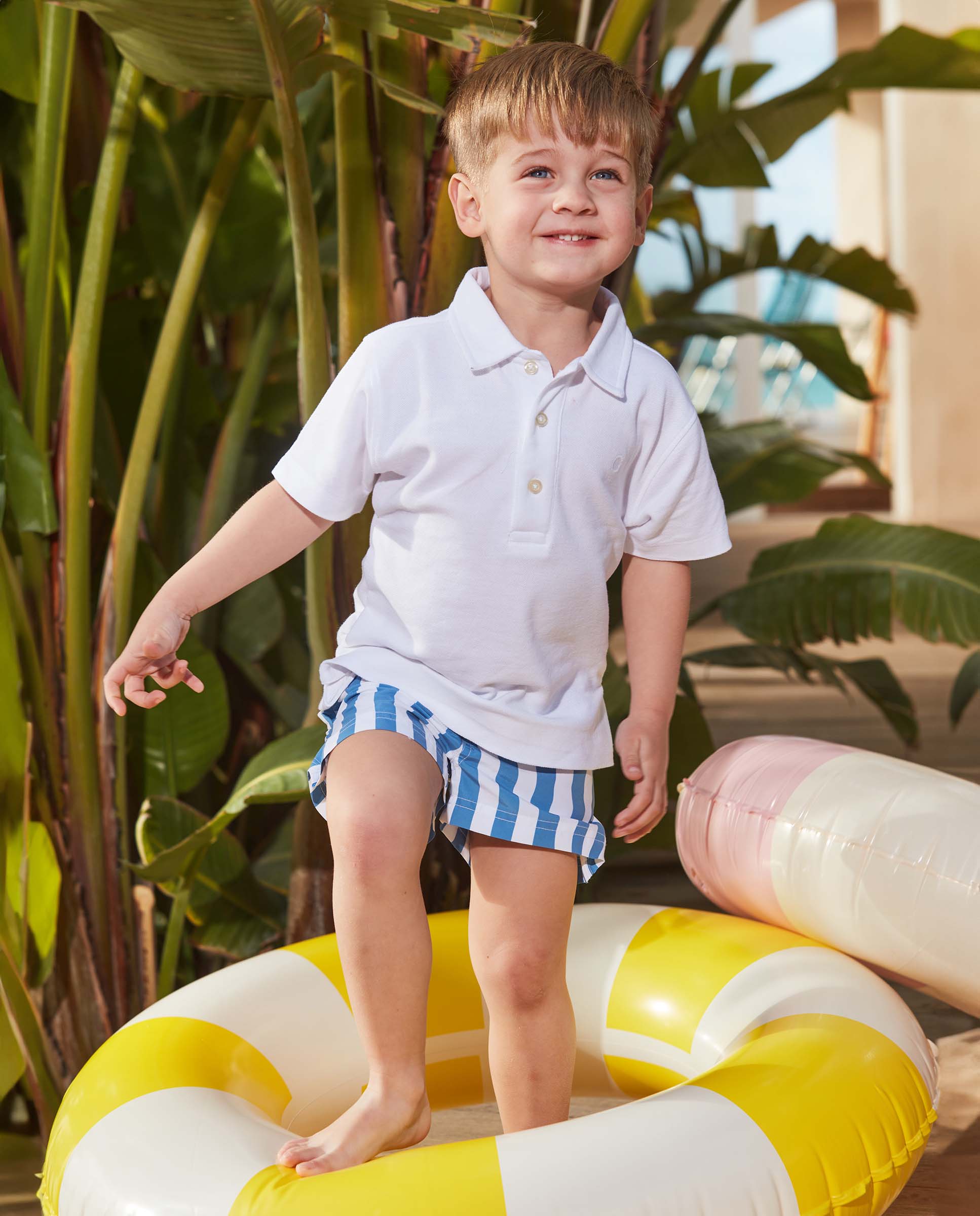 Fato de Banho Infantil Às Riscas Branco-6