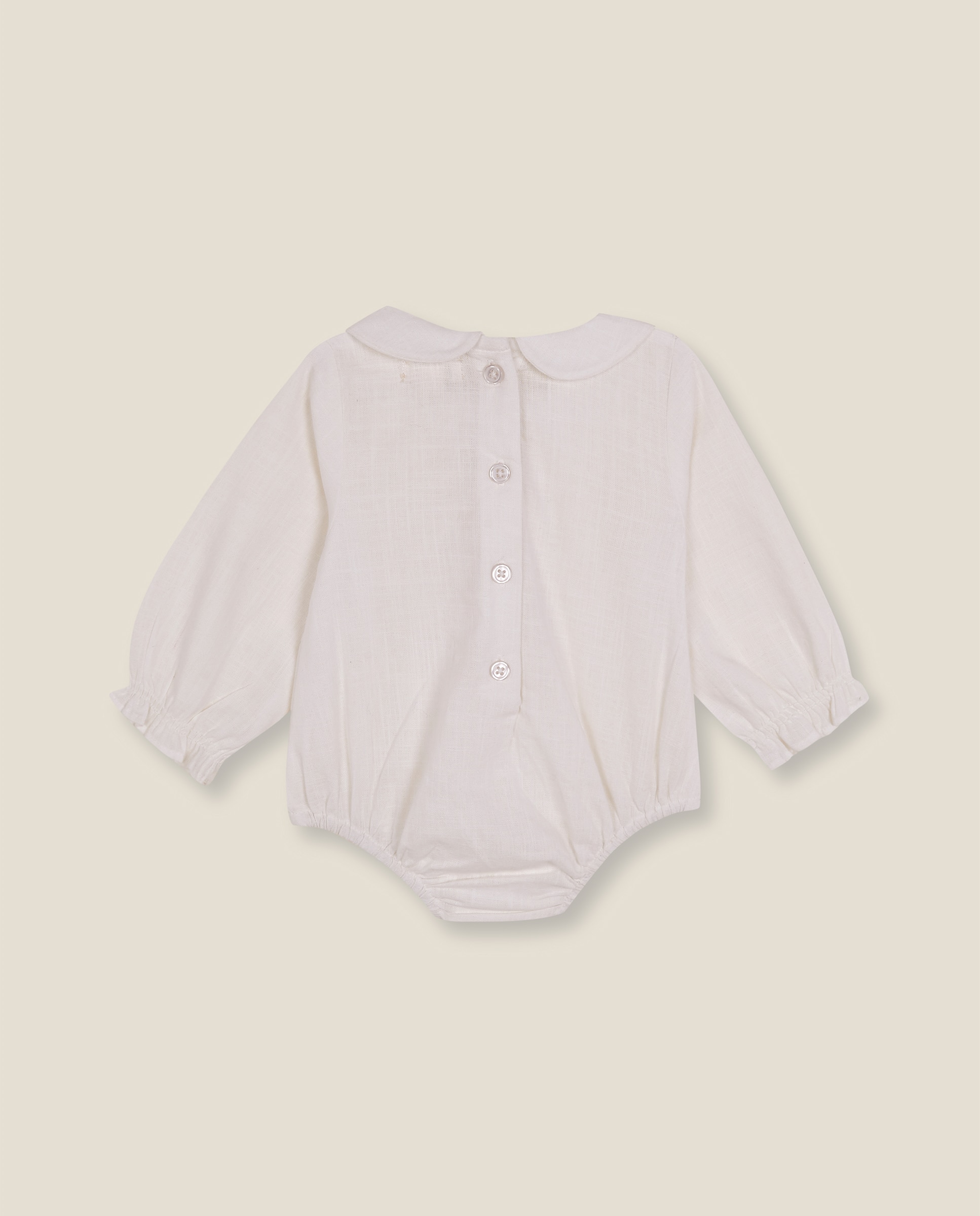 Camisa Body para Bebé com Pregas Branco-2